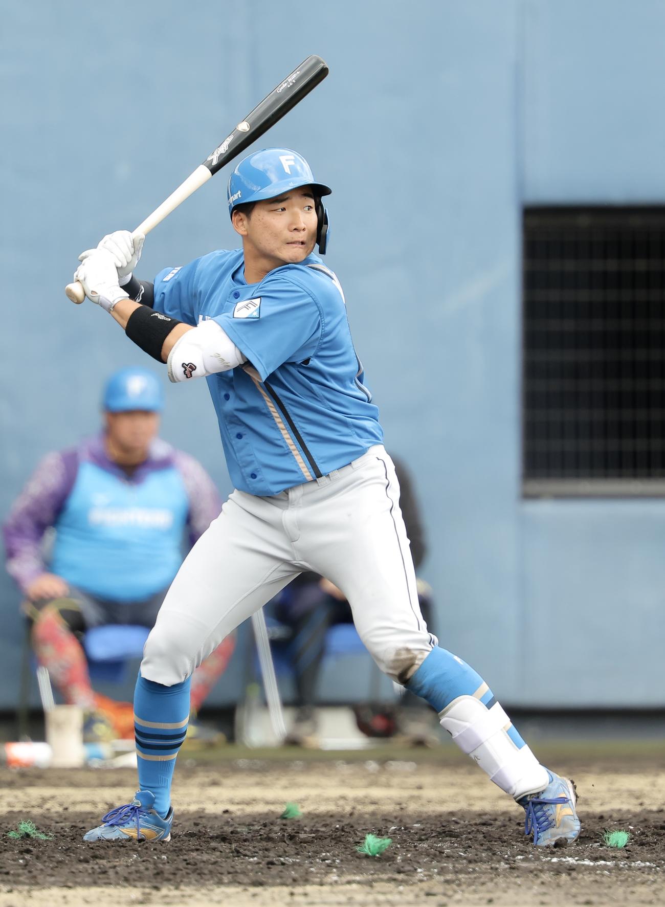 紅白戦　4回表、打席に入る山県（撮影・河田真司）