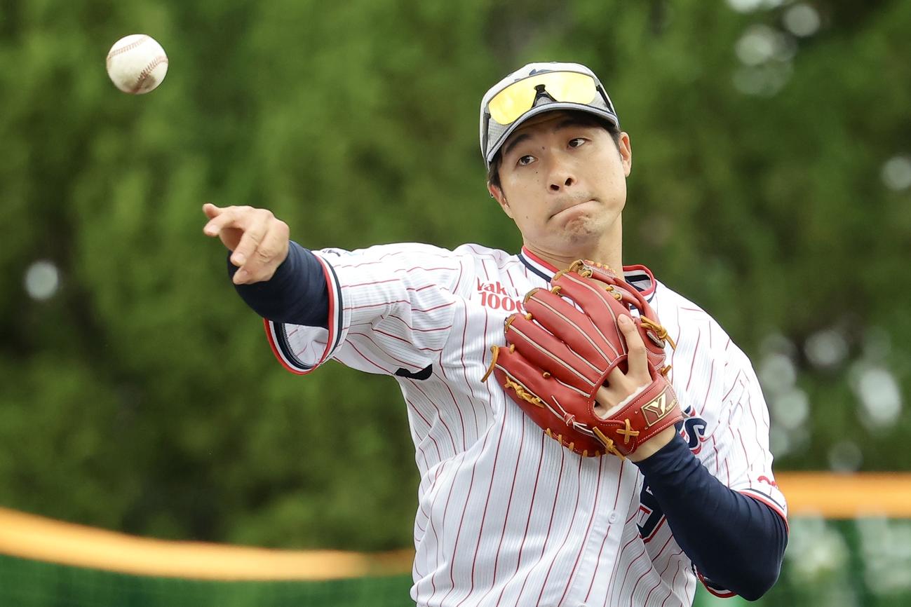 特守に臨むヤクルト茂木（撮影・河田真司）