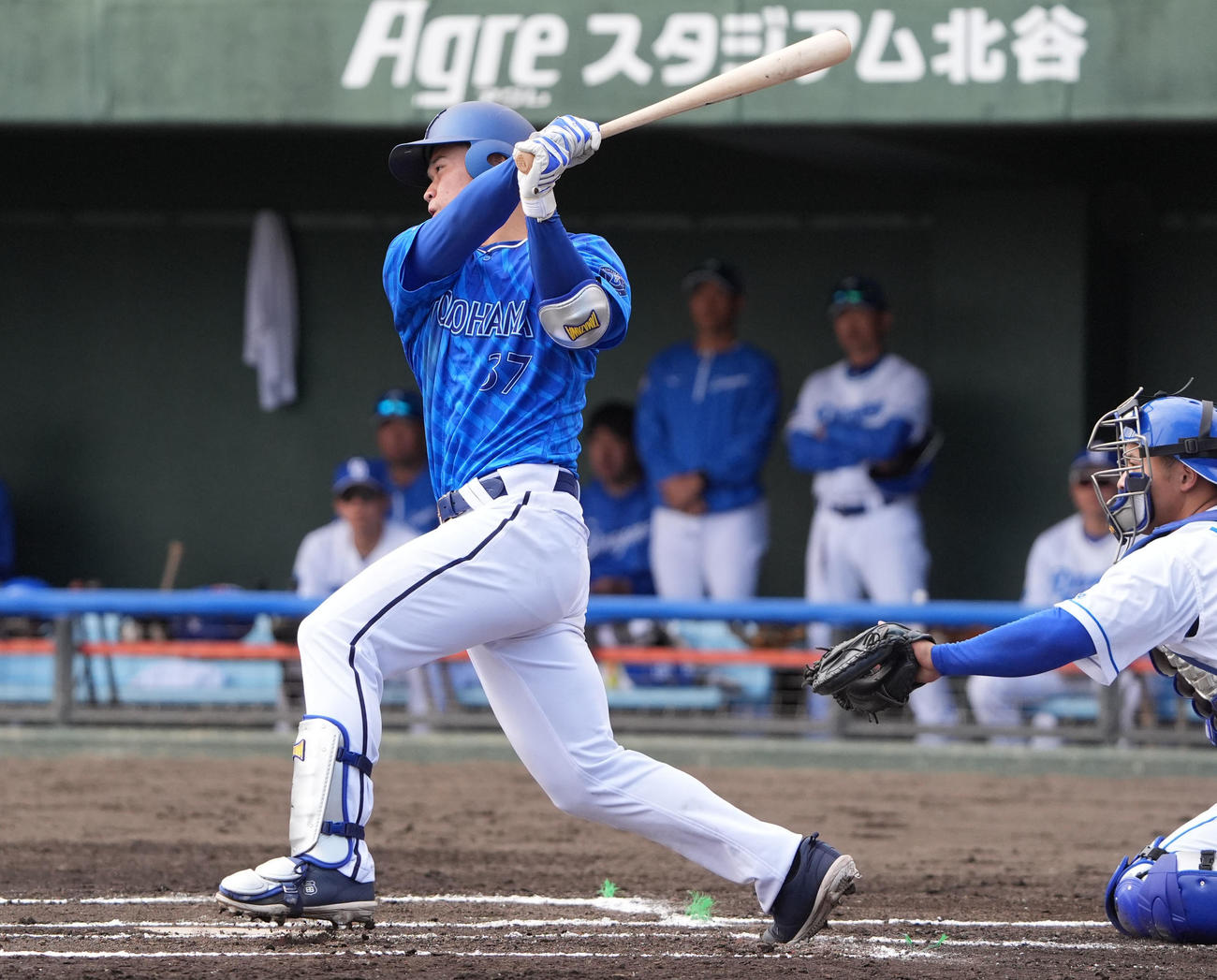 中日対DeNA 6回表DeNA無死、中前打を放つ加藤（撮影・森本幸一）