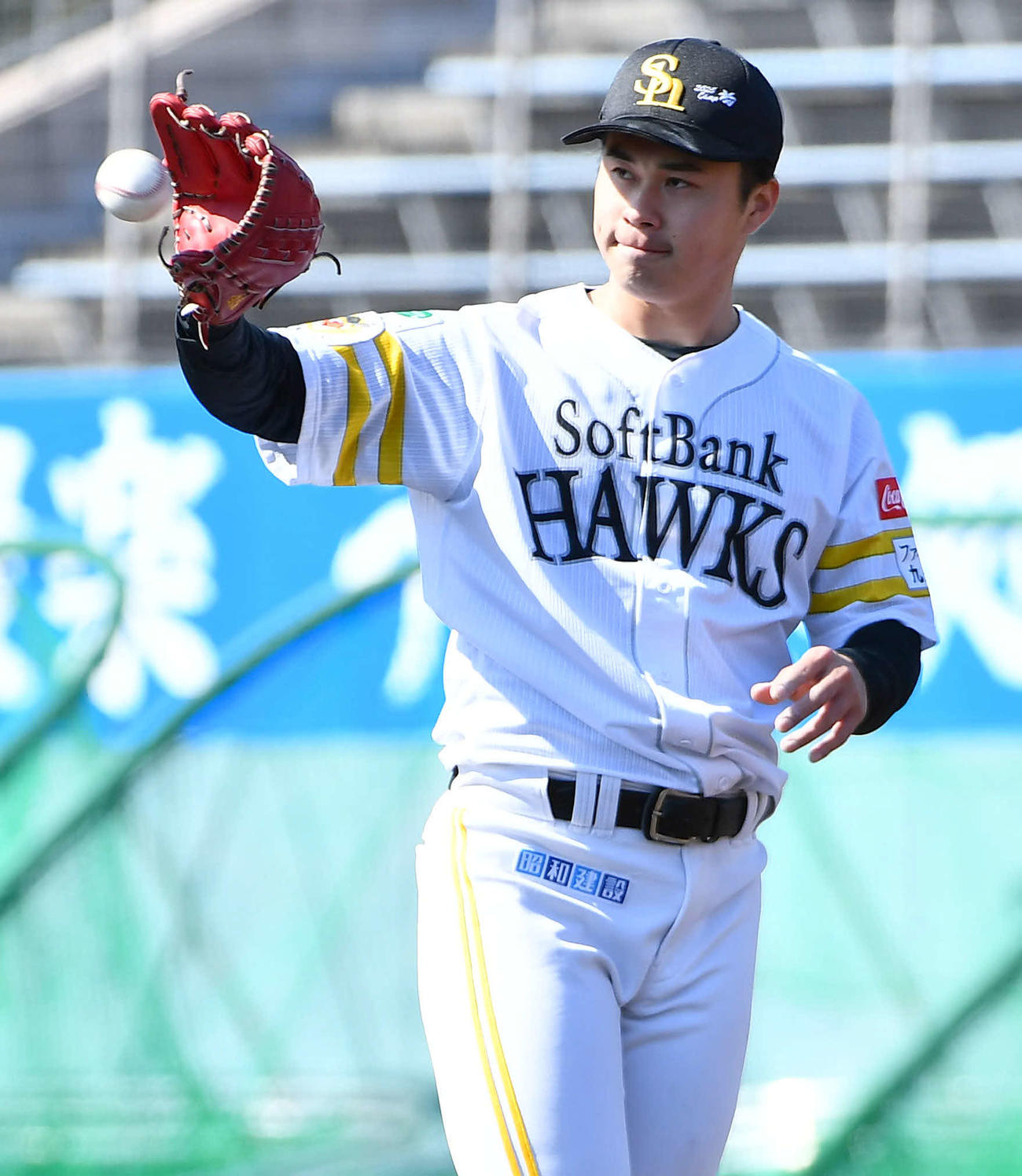 ライブBPに登板したソフトバンク松本晴（撮影・岩下翔太）