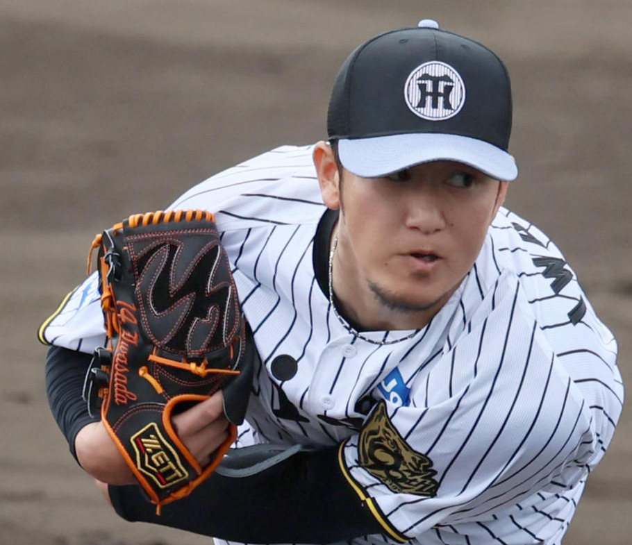 打撃練習に登板した岩貞（撮影・加藤哉）