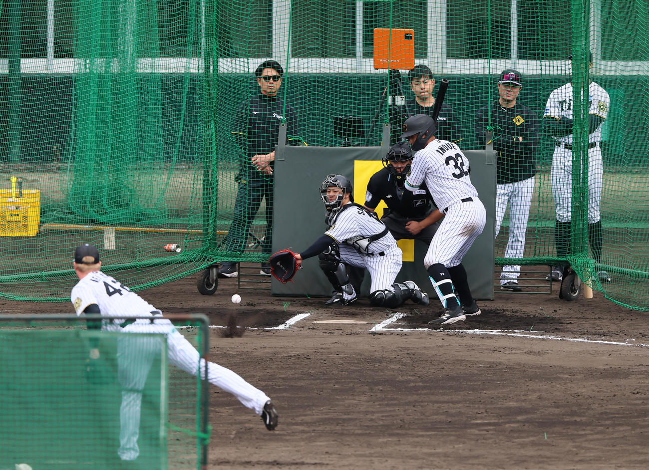 ライブBPでネルソンのナックルを見る井上（撮影・藤尾明華）