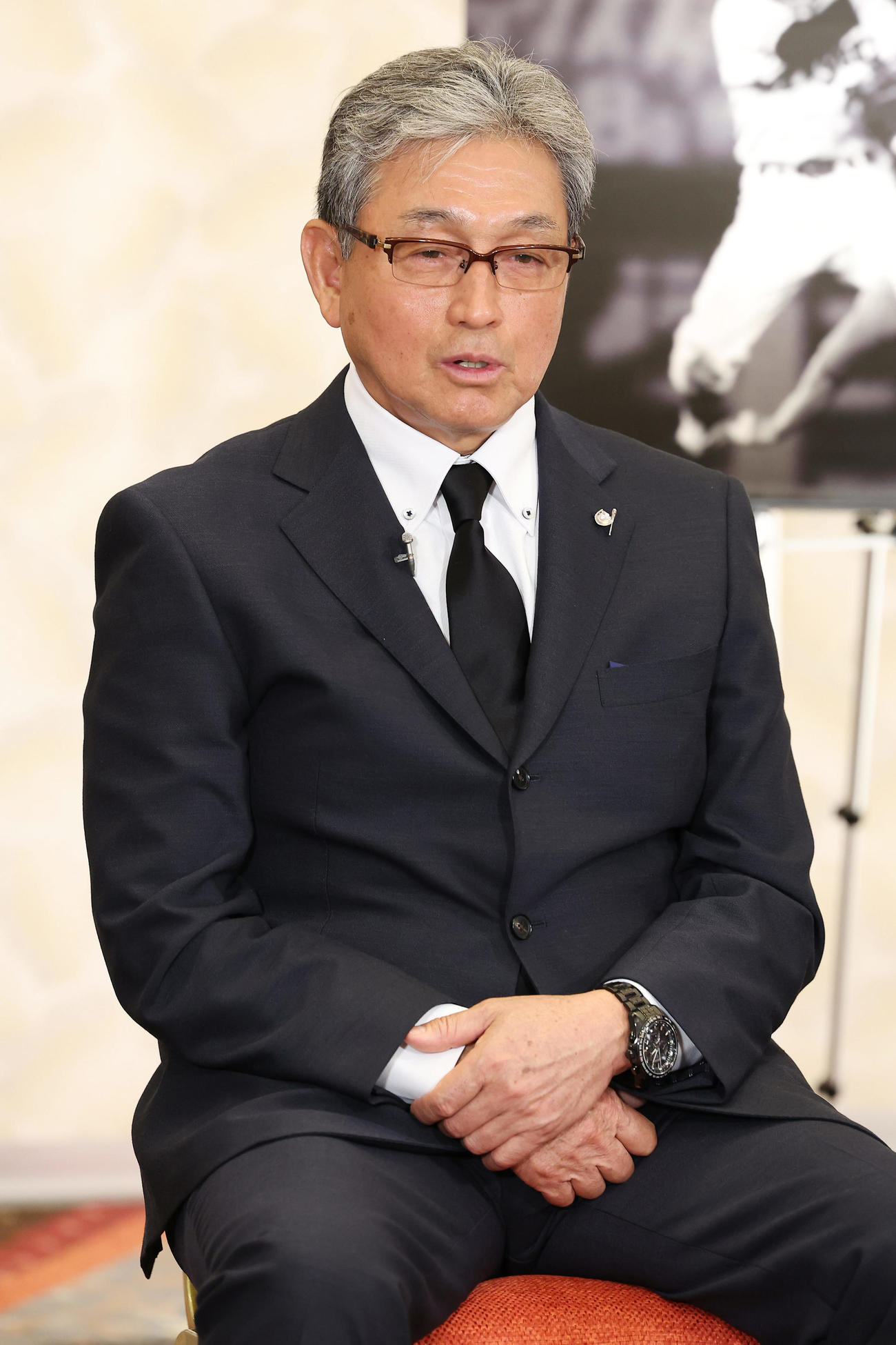 ABCテレビ「虎バン追悼特別番組　ありがとう吉田義男さん」の収録に臨む真弓氏（撮影・前田充）