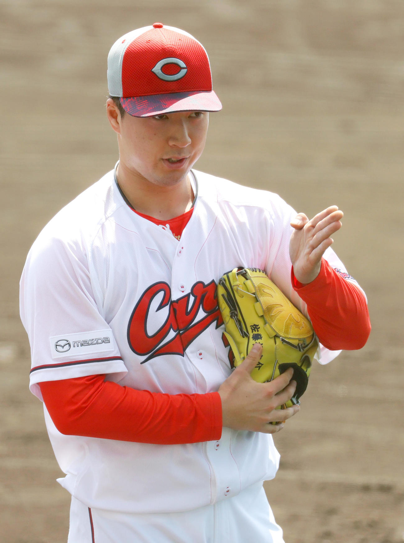 シート打撃に登板した広島佐藤柳（撮影・上山淳一）