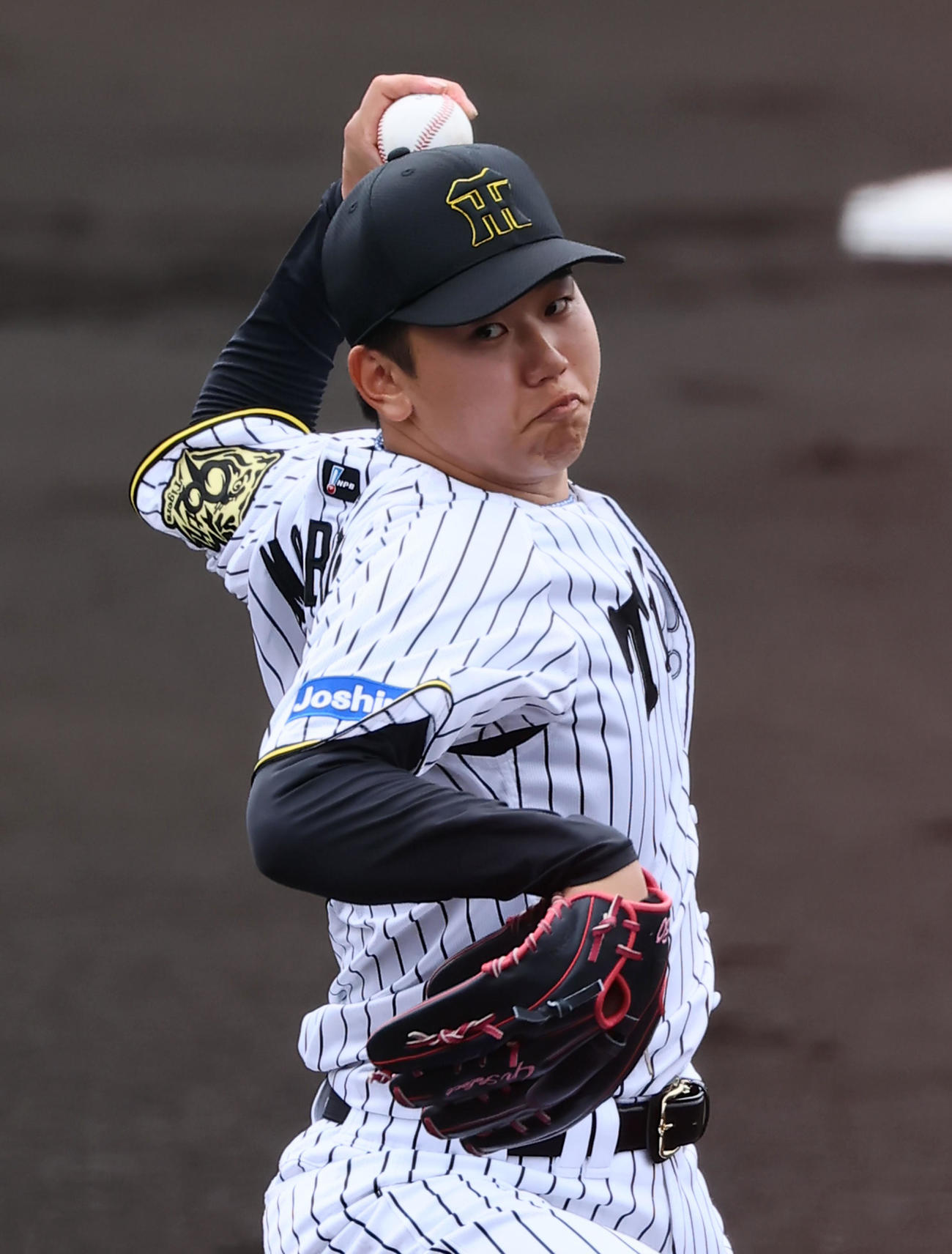 阪神対楽天　阪神先発の門別（撮影・藤尾明華）