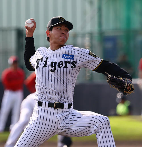 練習試合阪神対広島 8回、6番手で登板した工藤(撮影・藤尾明華)