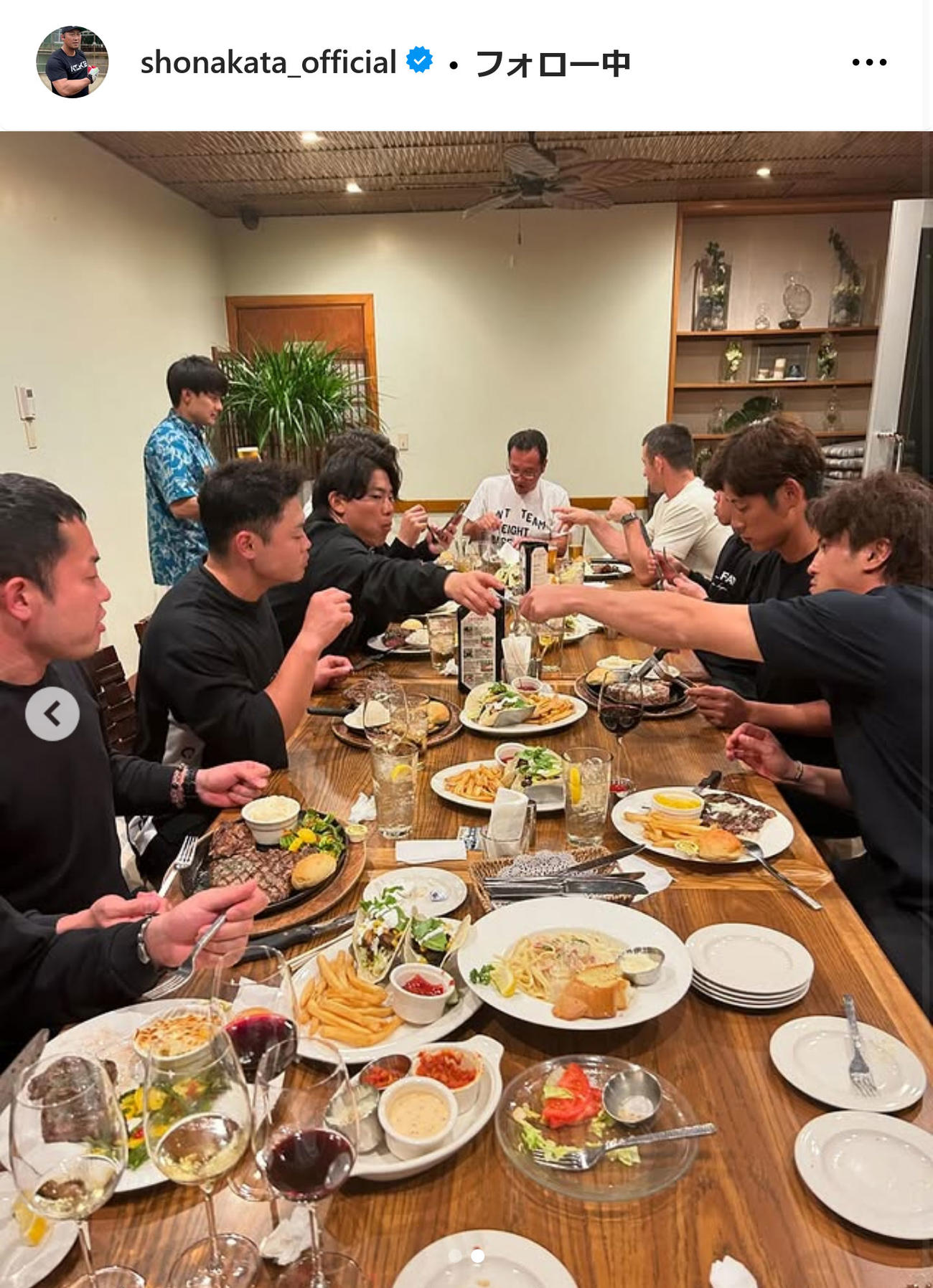 中日中田翔のインスタグラムから