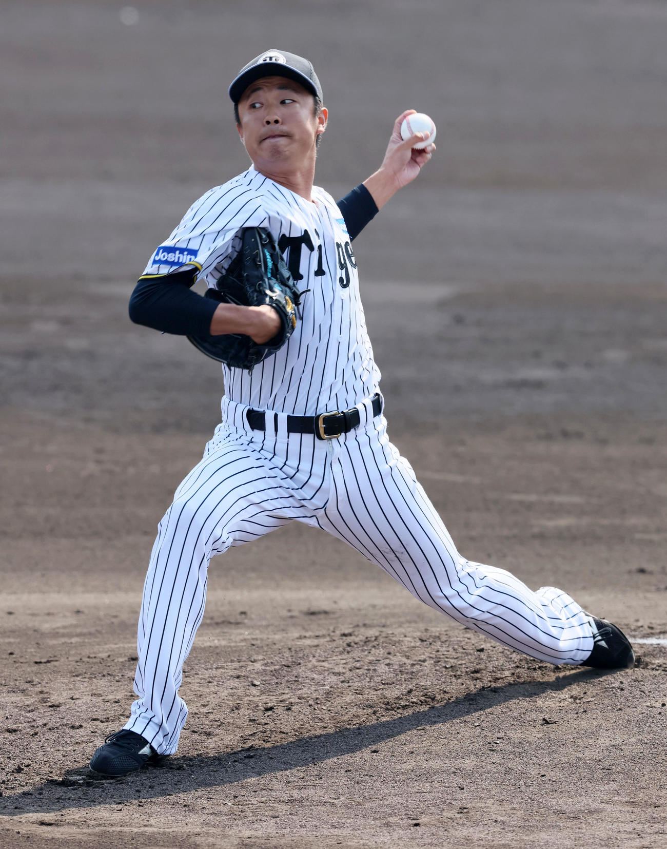 シート打撃に登板した島本（撮影・加藤哉）