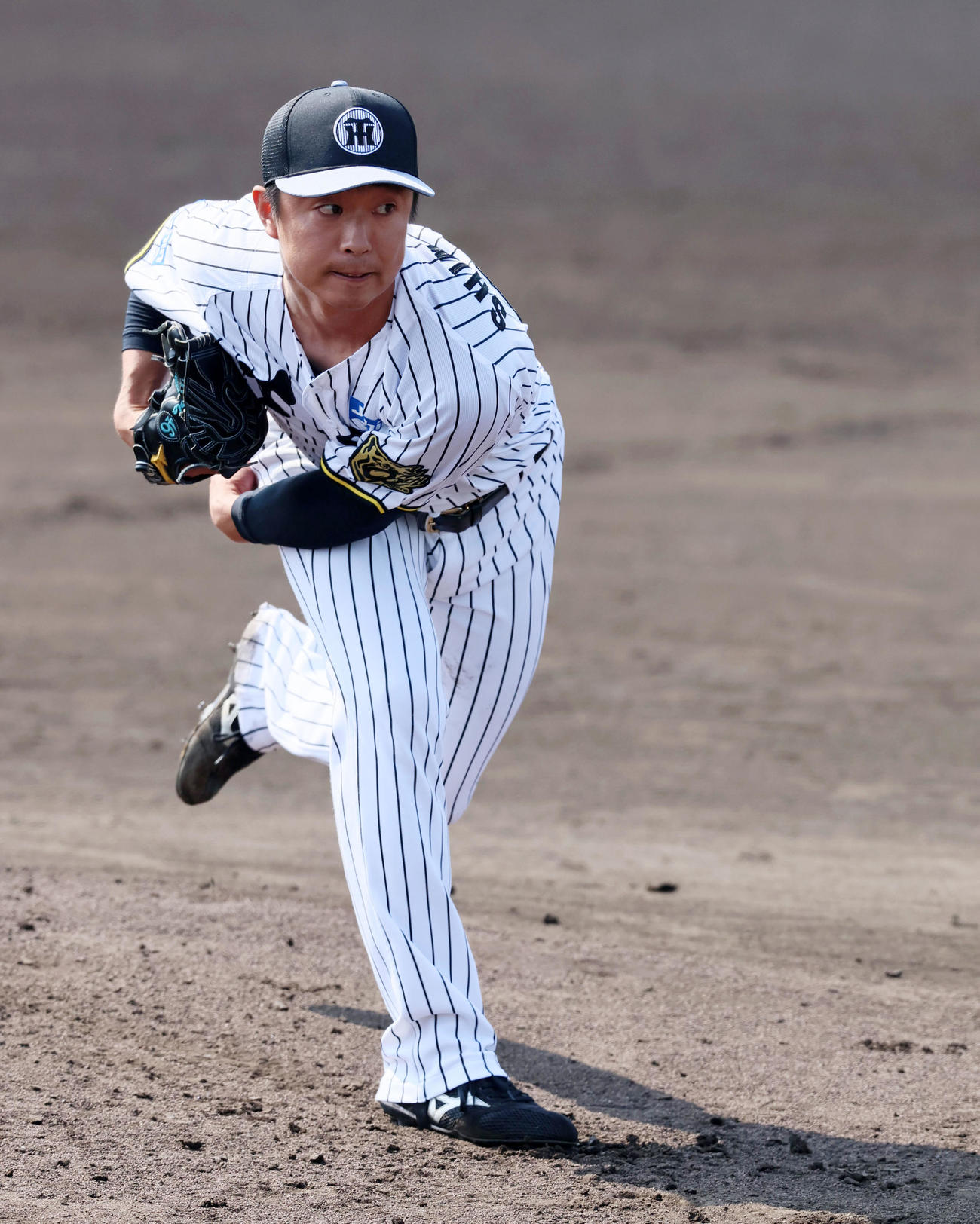シート打撃に登板した島本（撮影・加藤哉）