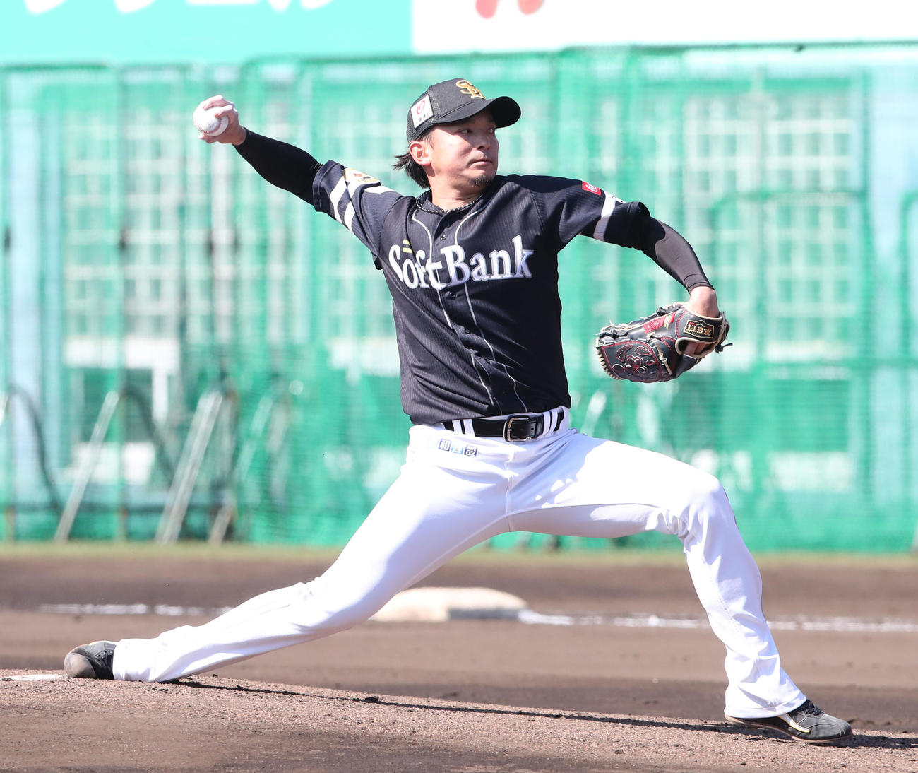 ライブBPに登板した東浜（撮影・梅根麻紀）