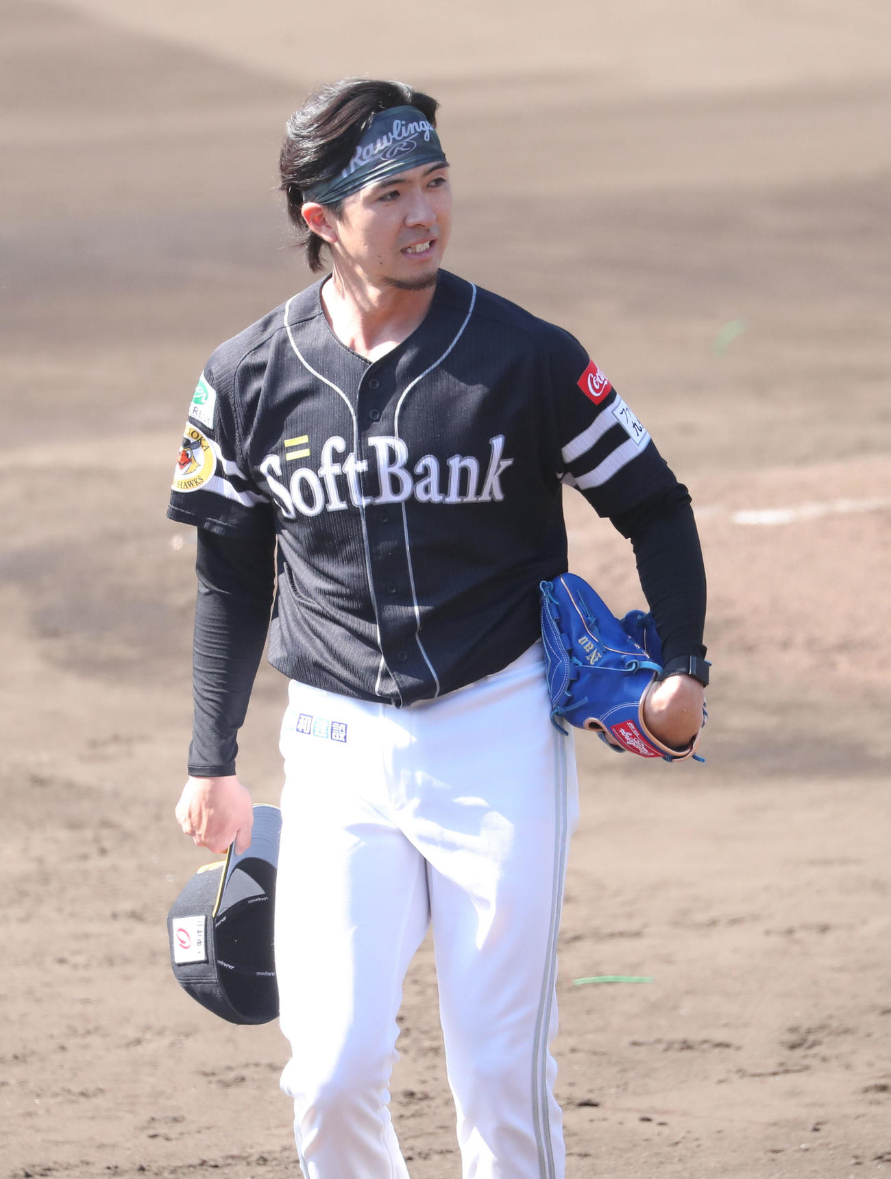 打撃投手として登板した上沢（撮影・佐藤究）
