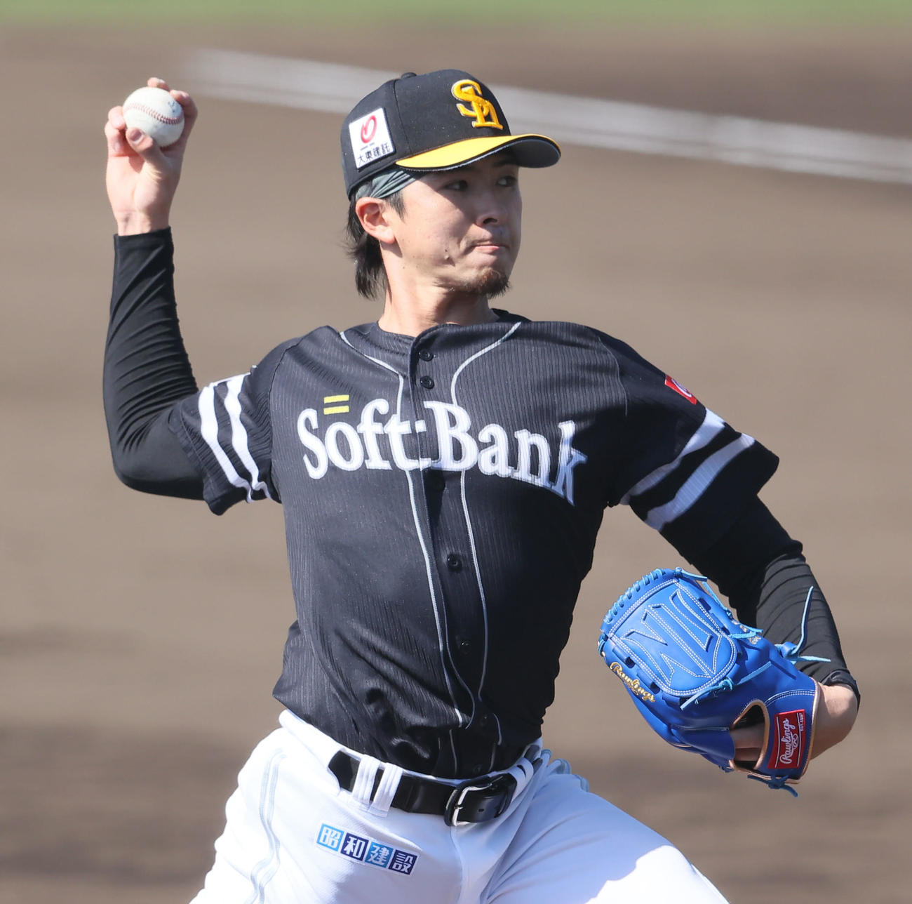 打撃投手として登板した上沢（撮影・梅根麻紀）