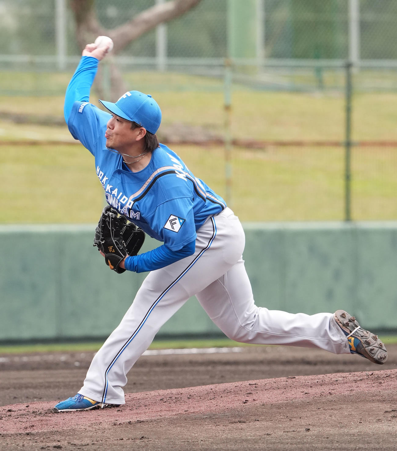 中日対日本ハム　1回裏、登板する日本ハム先発の金村（撮影・森本幸一）