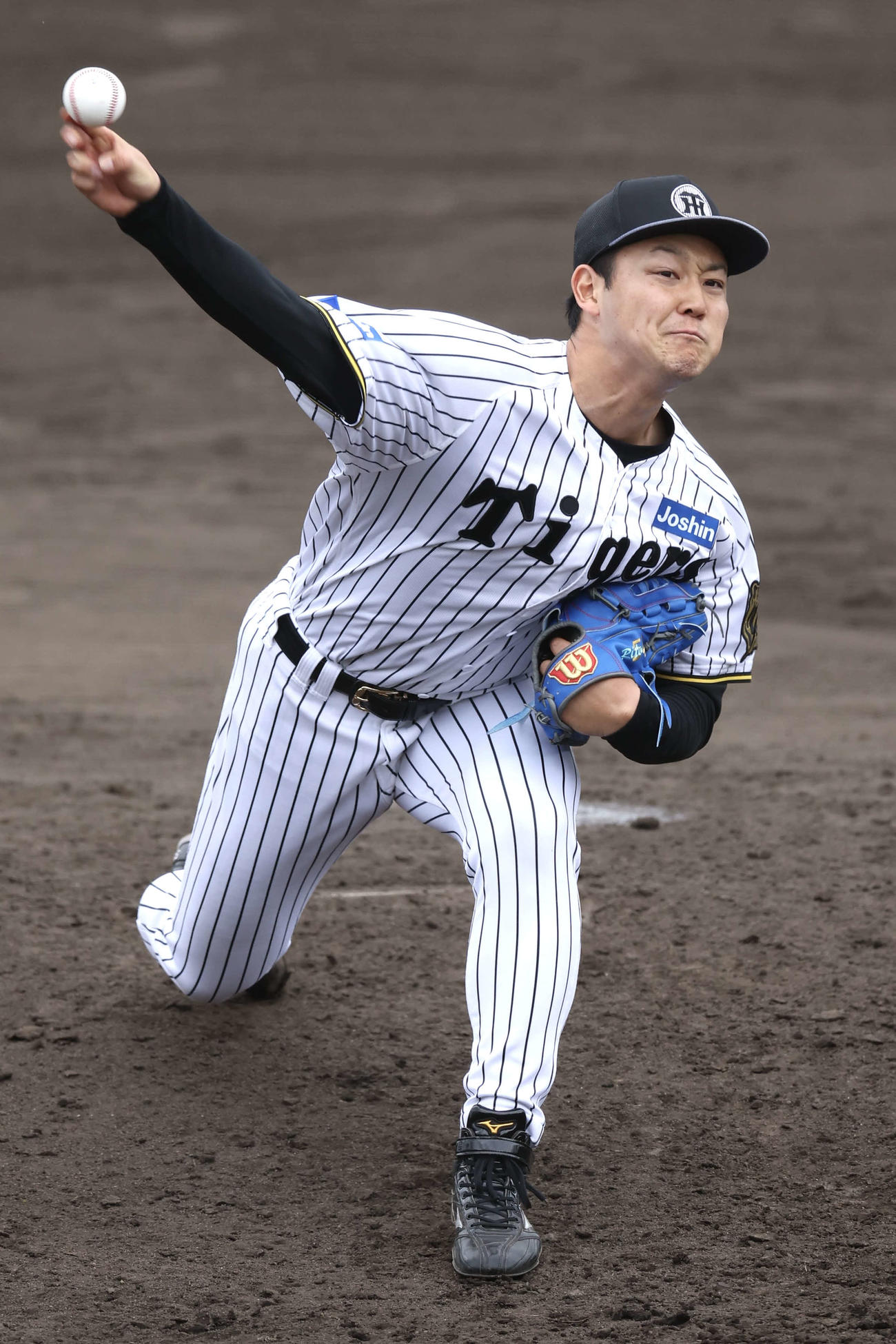 ライブBPで力投する阪神木下（撮影・前田充）