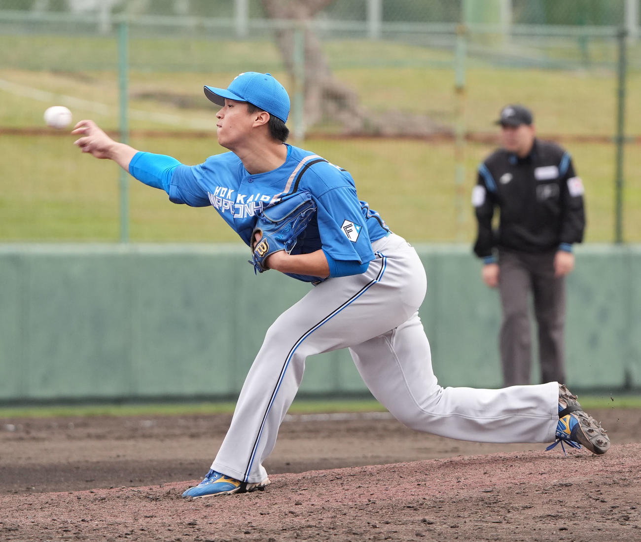 中日対日本ハム　9回裏、日本ハム8番手で登板する松岡（撮影・森本幸一）