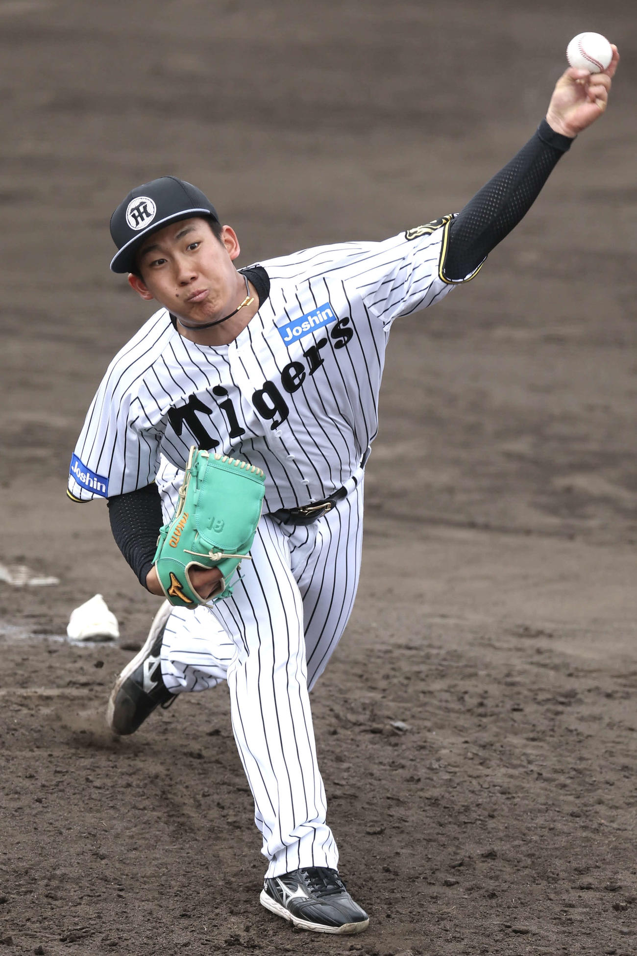阪神春季キャンプ　ライブBPで力投する阪神伊原（撮影・前田充）