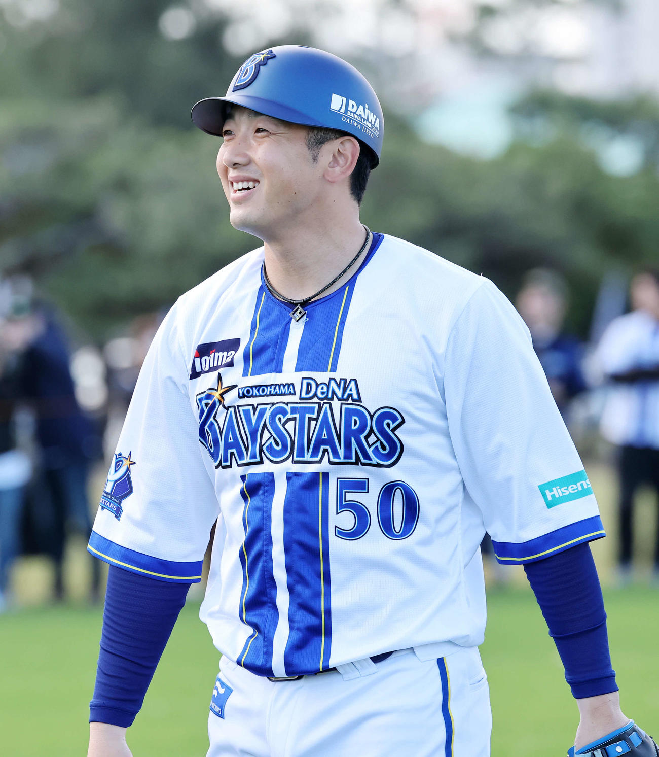 DeNA沖縄・宜野湾春季キャンプ　キャッチボールする山本祐大（2025年2月2日撮影）