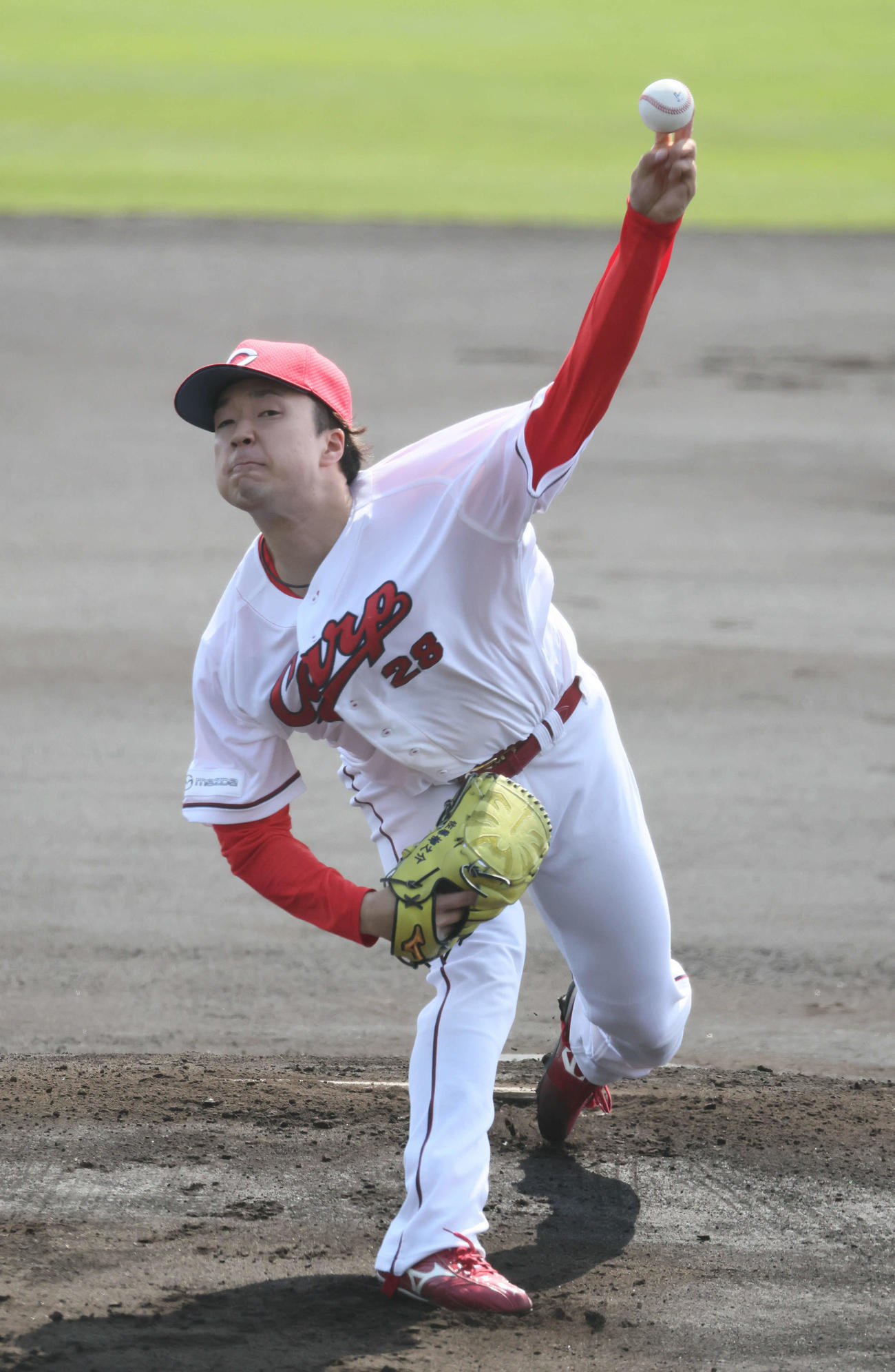 練習試合広島対ロッテ　広島先発のドラフト2位の佐藤柳（撮影・加藤孝規）