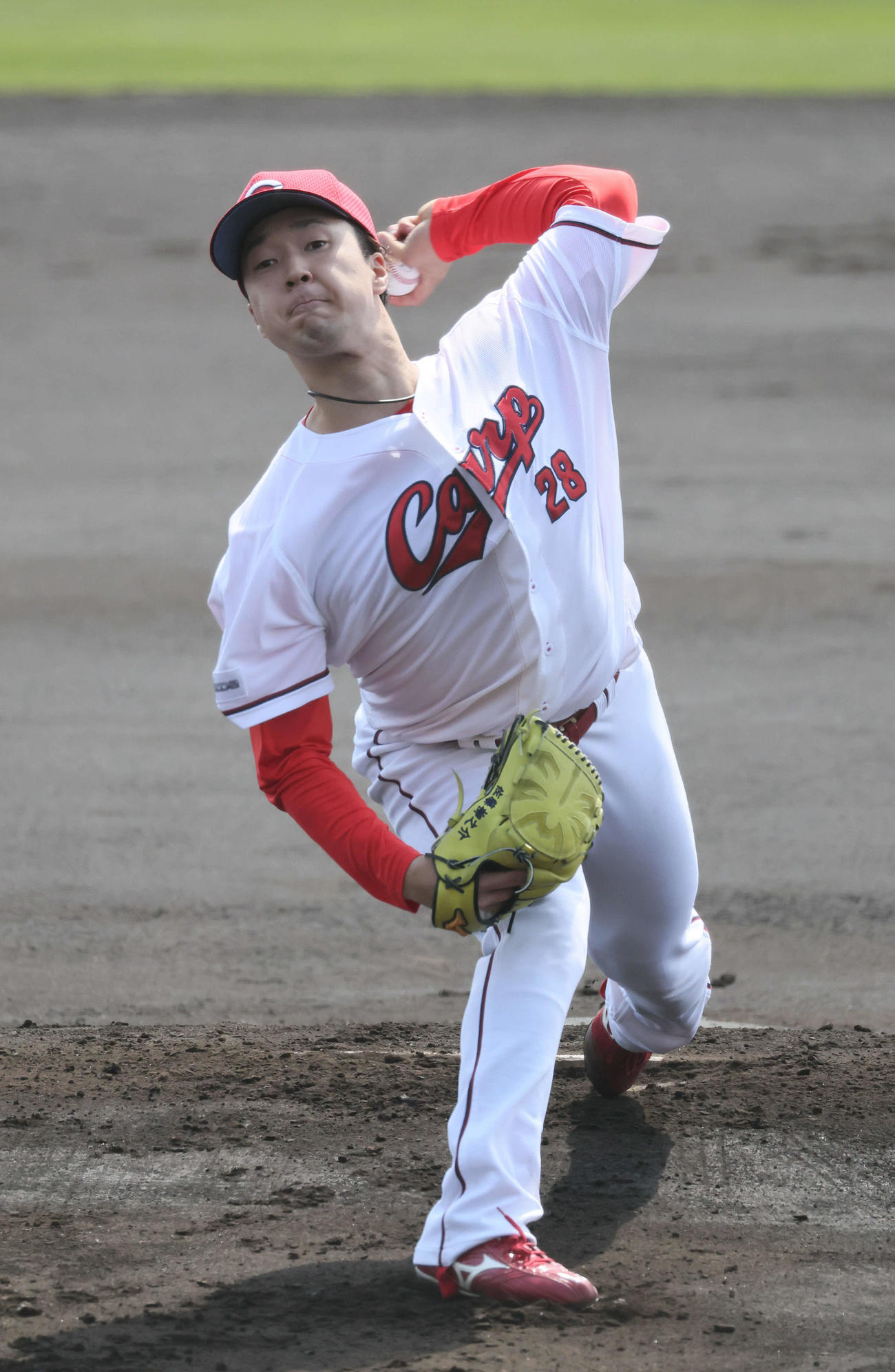 練習試合広島対ロッテ　広島先発のドラフト2位の佐藤柳（撮影・加藤孝規）
