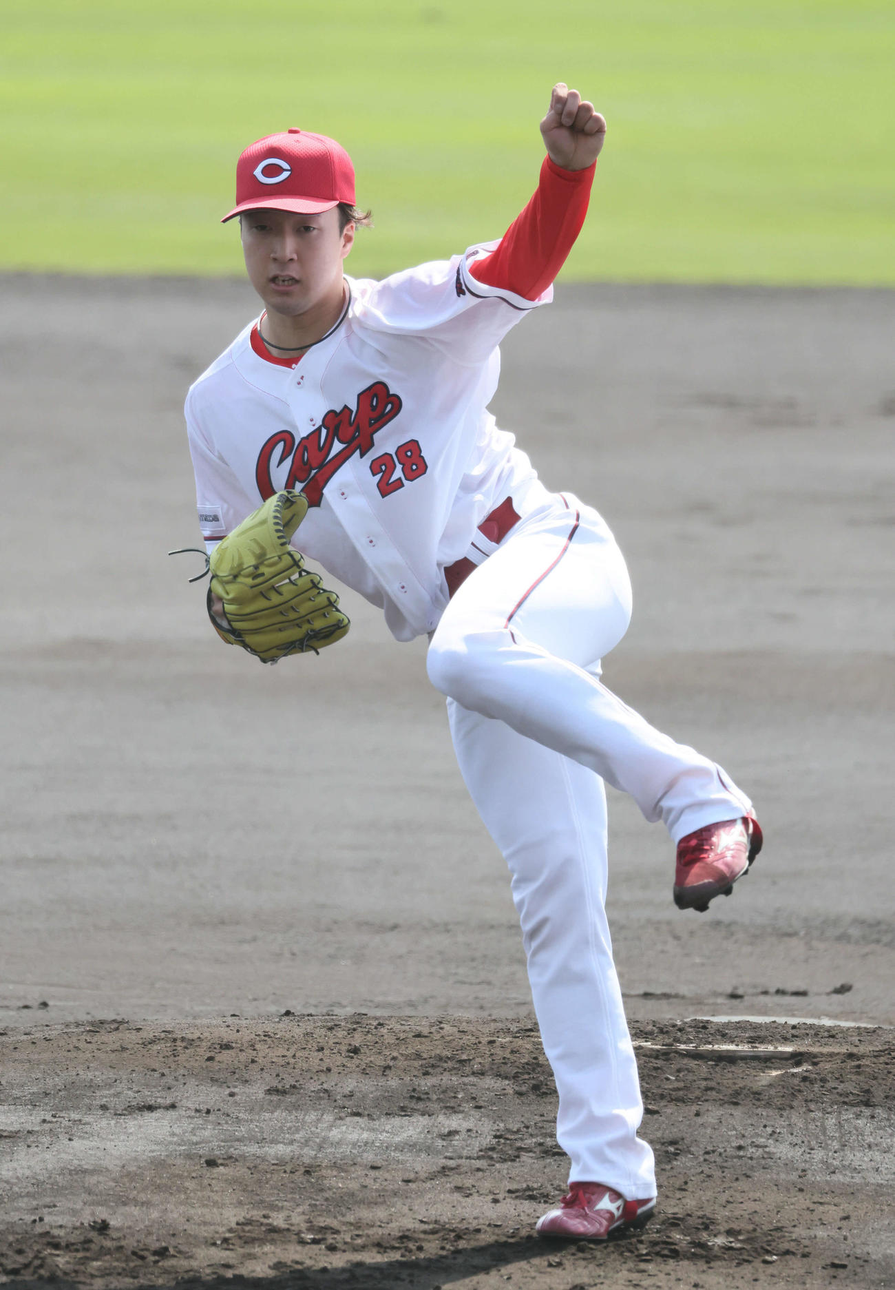 練習試合広島対ロッテ　広島先発のドラフト2位の佐藤柳（撮影・加藤孝規）