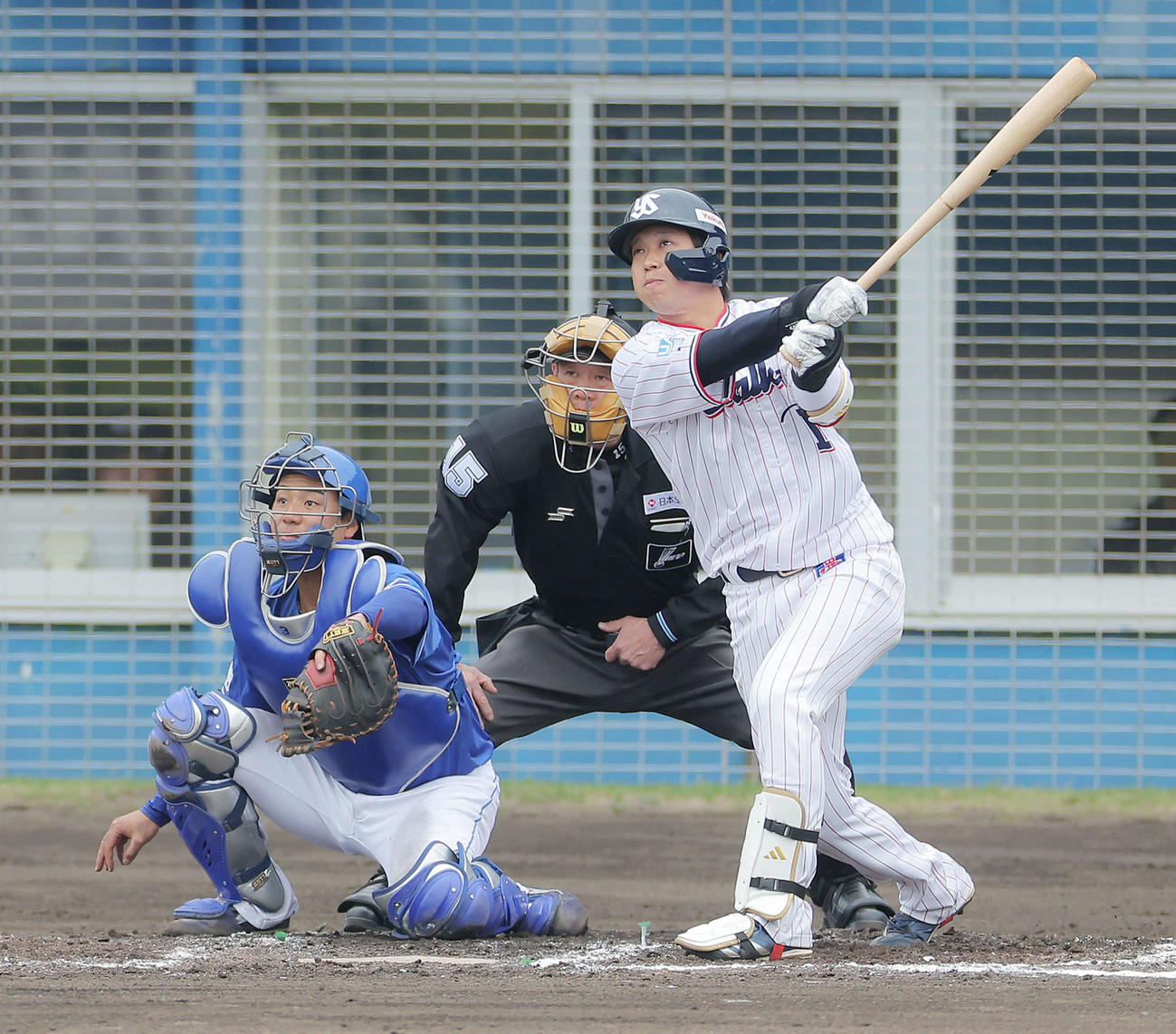 ヤクルト対中日　3回表ヤクルト1死一塁、右前打を放つ山田（撮影・河田真司）