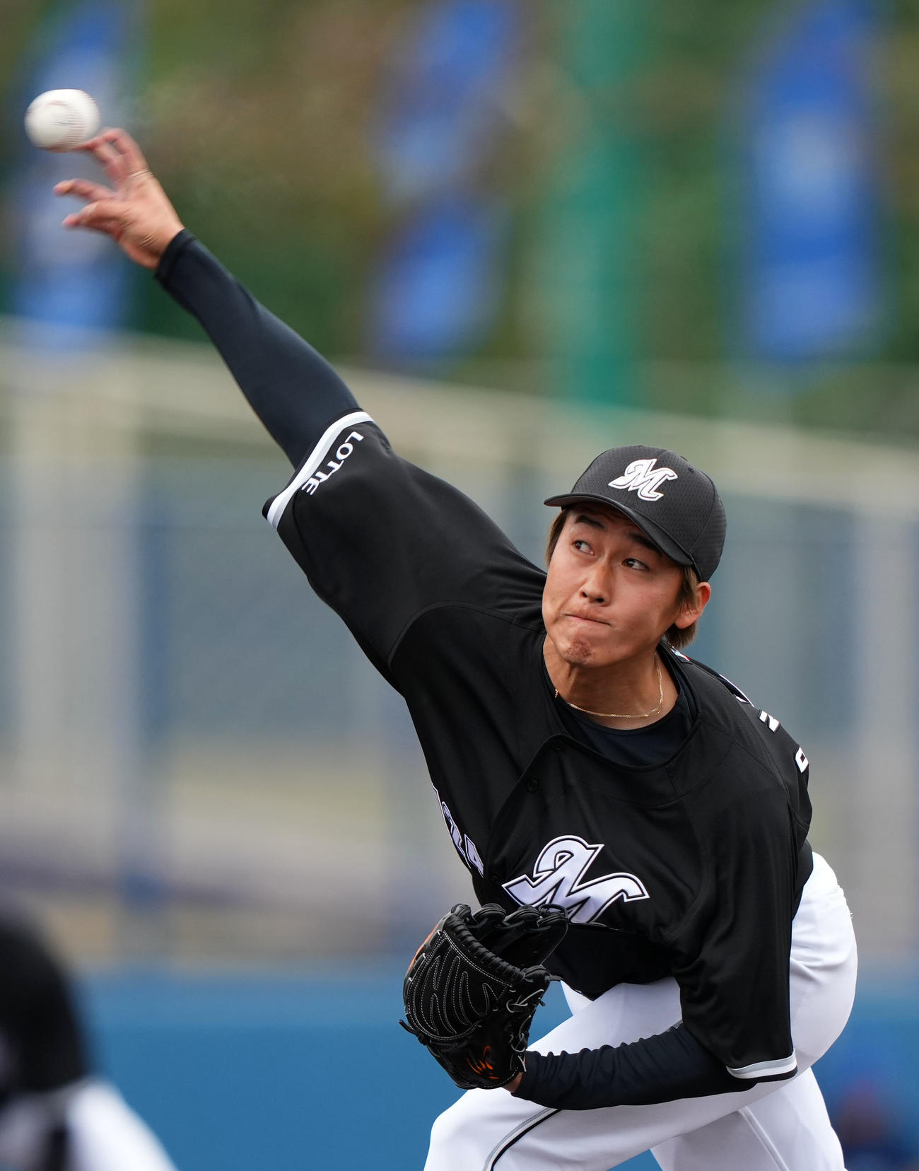 DeNA対ロッテ　3回裏から登板したロッテ中村亮（撮影・横山健太）