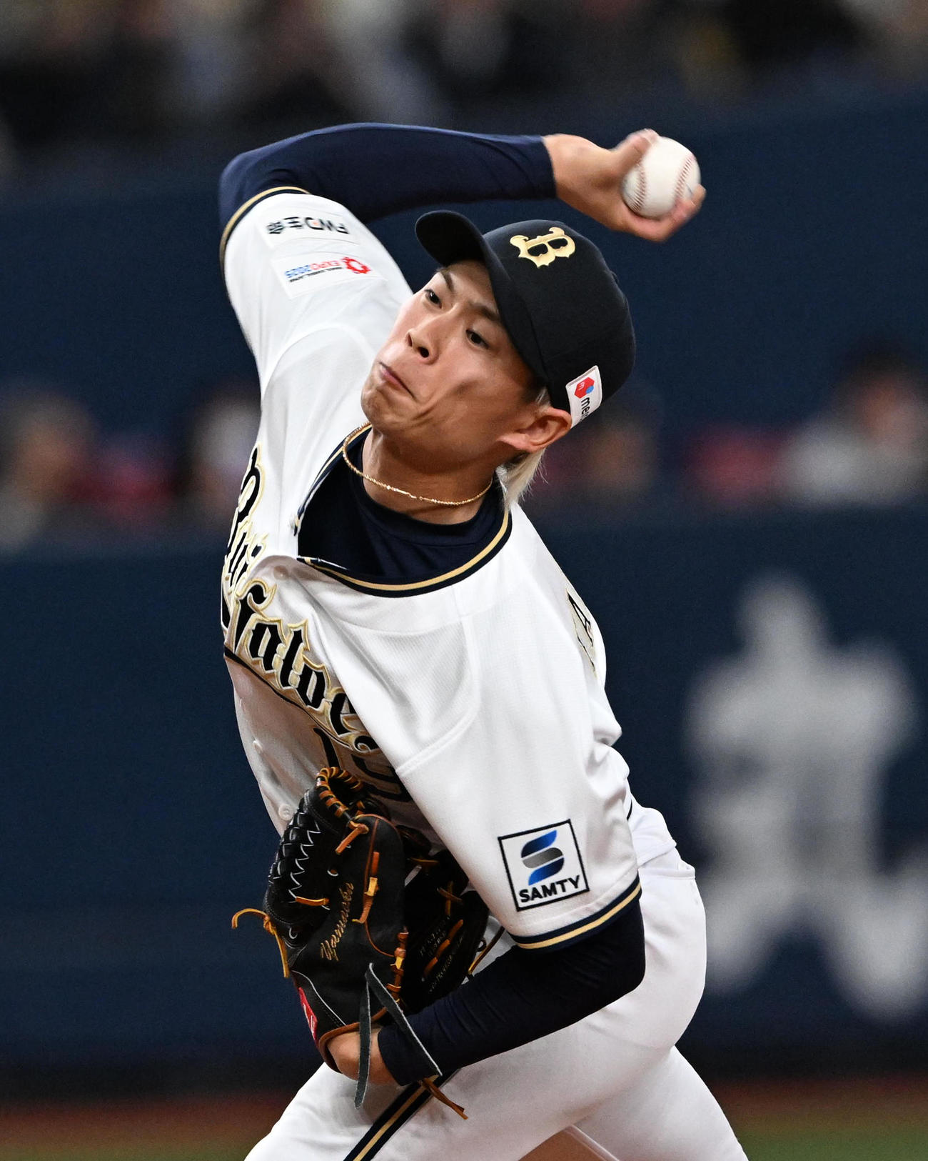 オリックス対阪神　オリックス2番手の山岡（撮影・前岡正明）