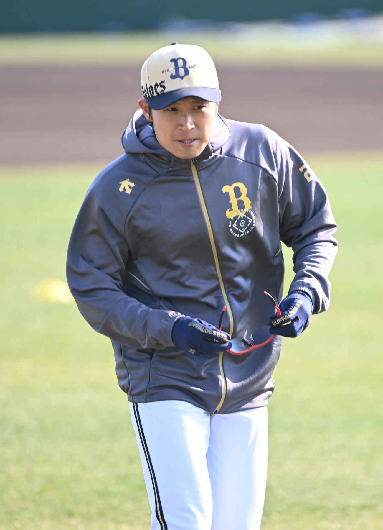 オリックス投手キャプテンの阿部（撮影・和賀正仁）