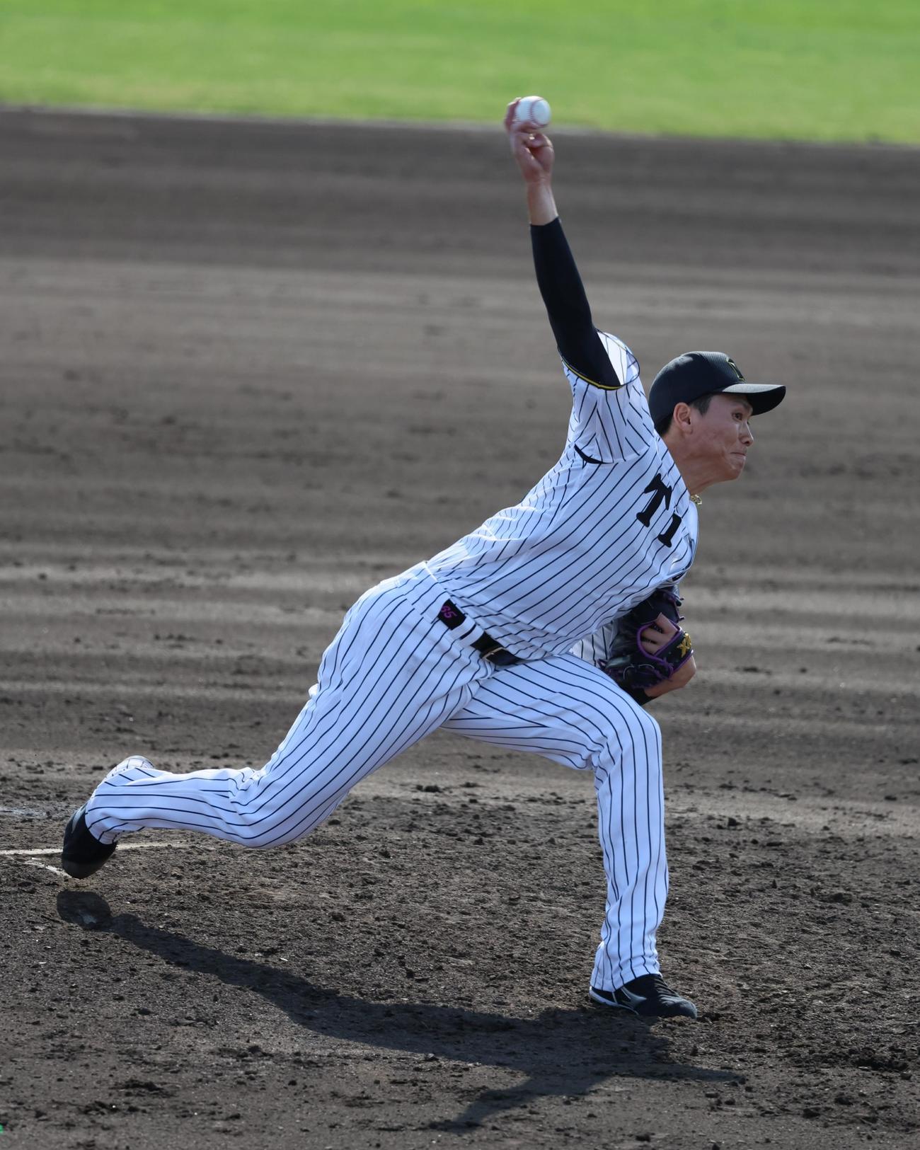 阪神対ハンファ　ハンファ戦に登板した湯浅（撮影・加藤哉）