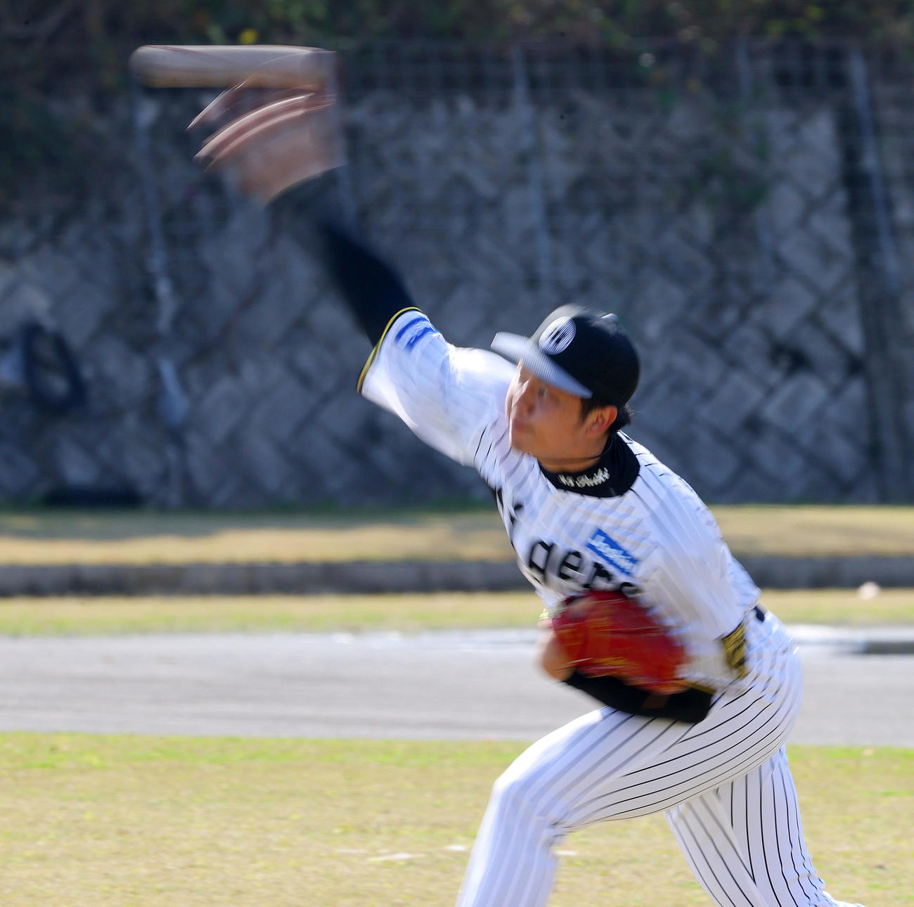 キャッチボールする阪神才木（撮影・上山淳一）