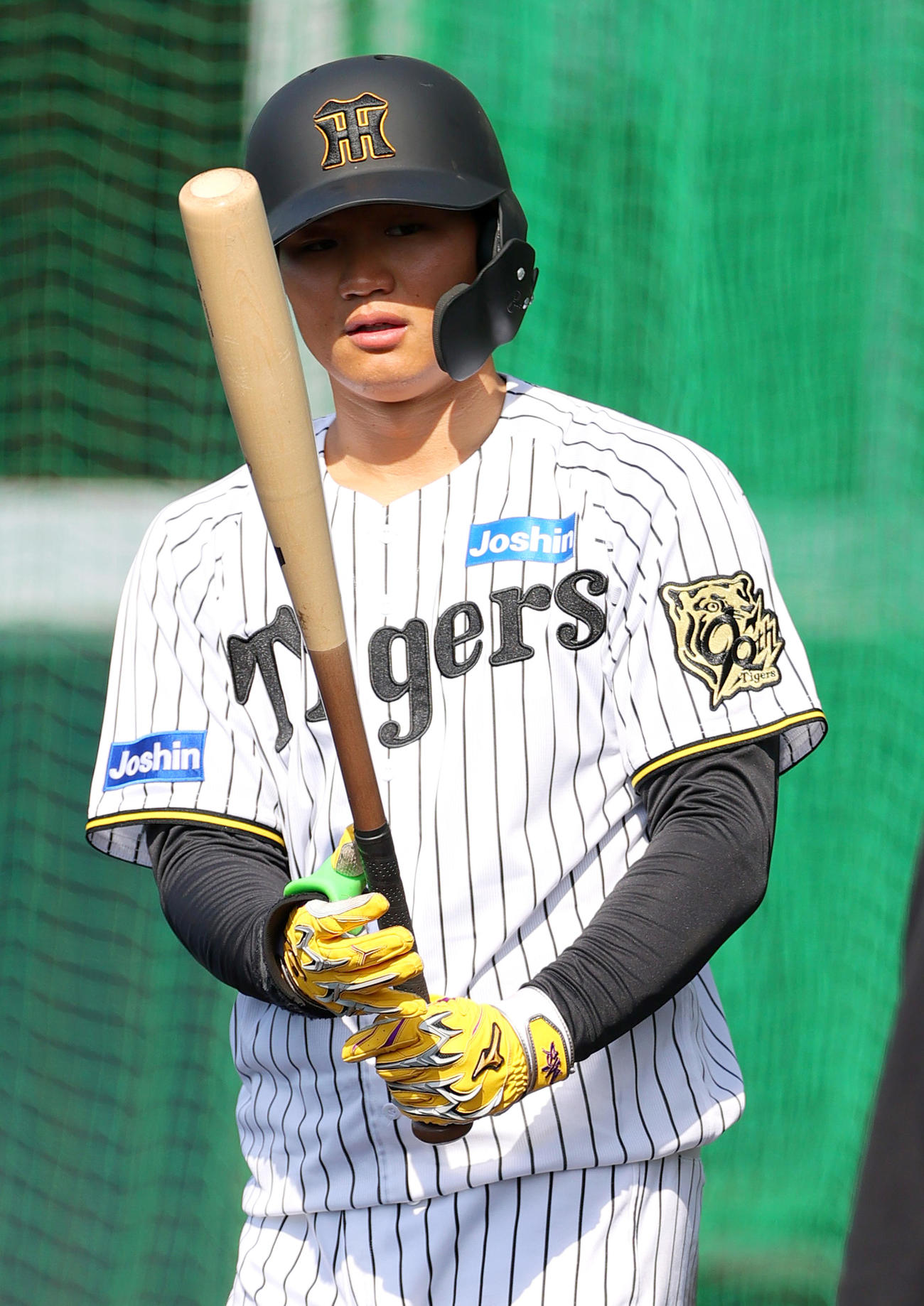 屋外で打撃練習を開始した阪神森下（撮影・上山淳一）