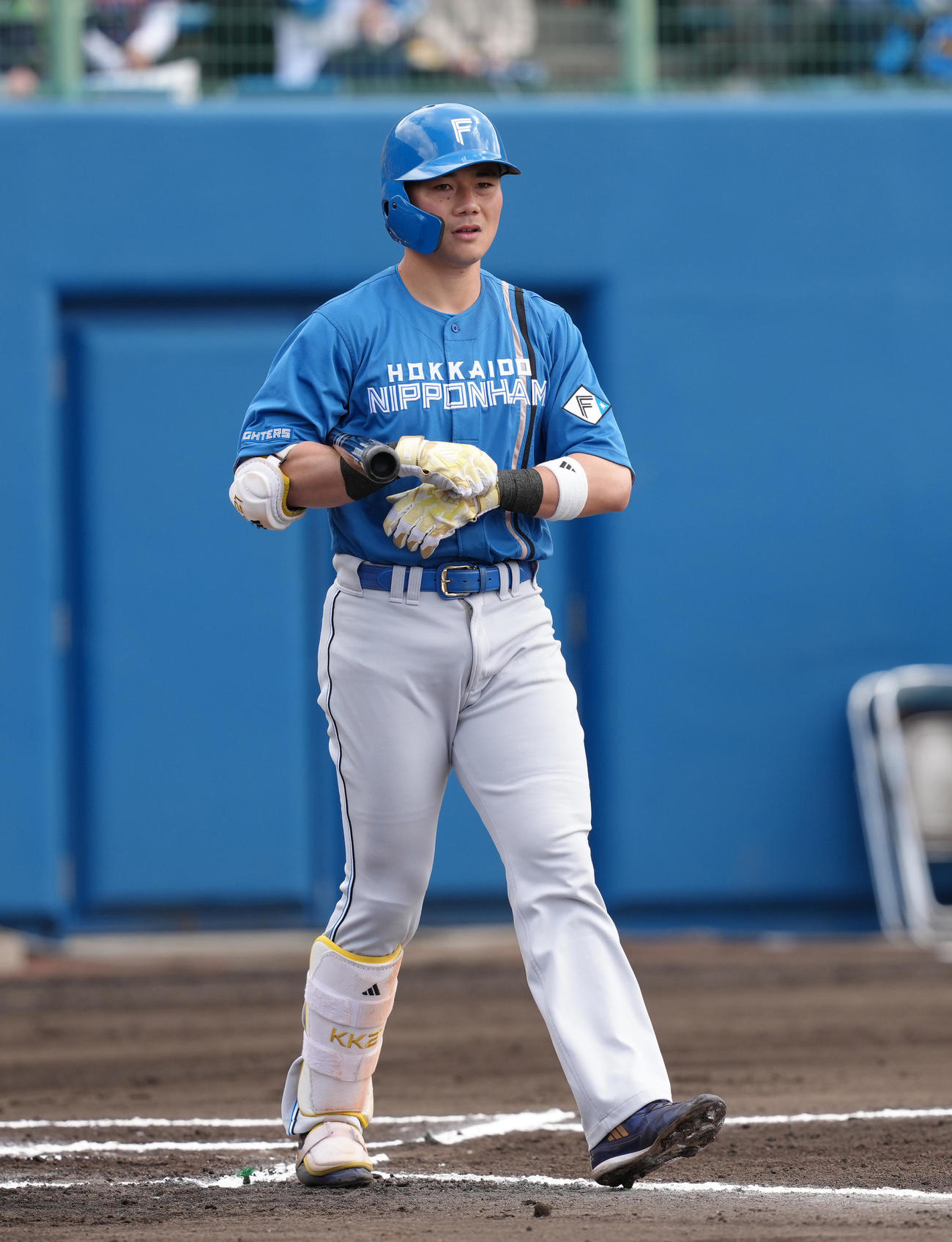 ヤクルト対日本ハム　1回表日本ハム無死二塁、清宮幸は四球で出塁する（撮影・足立雅史）