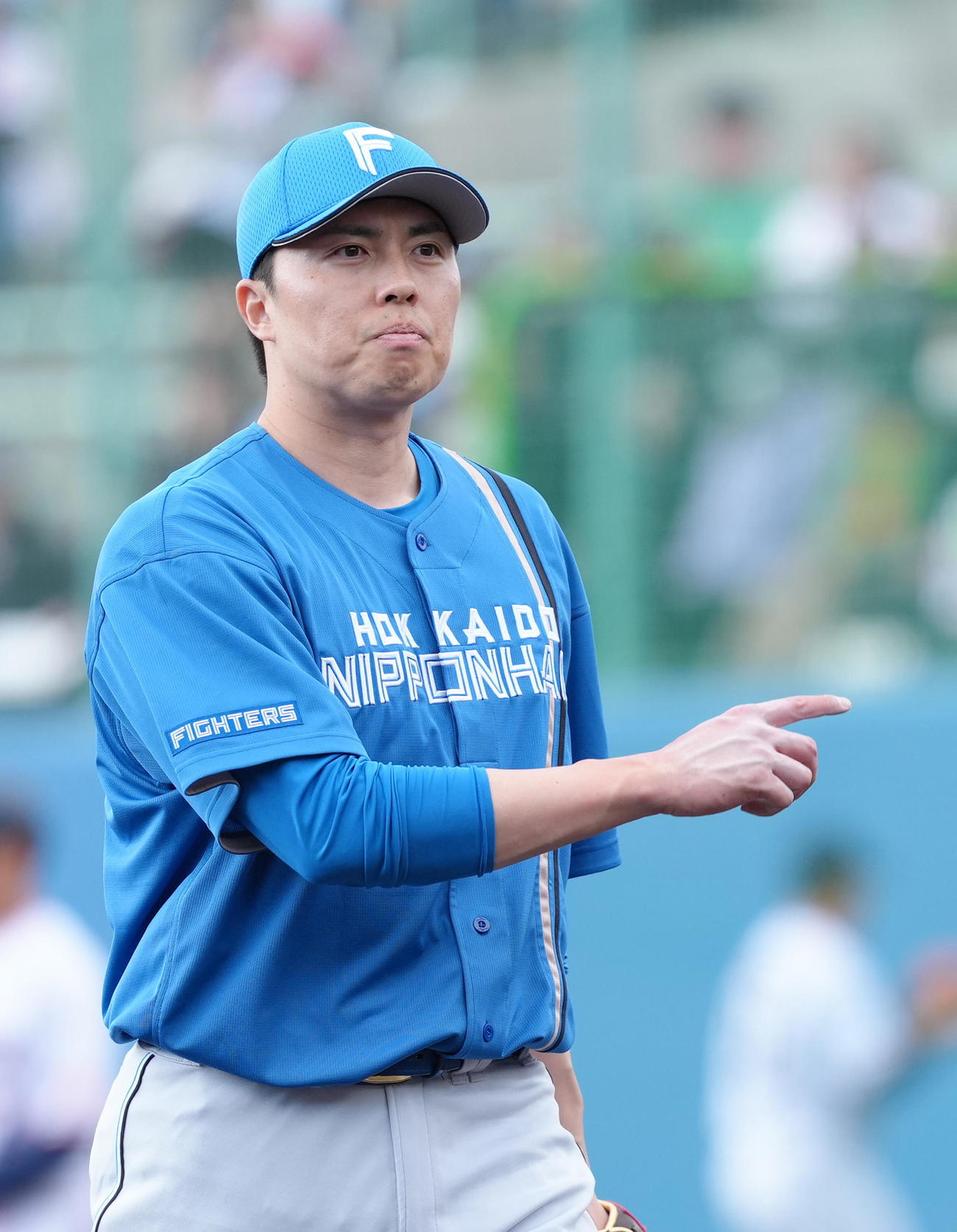ヤクルト対日本ハム　6回裏ヤクルト2死一塁、岩田幸宏を左飛に仕留めた田中（撮影・足立雅史）
