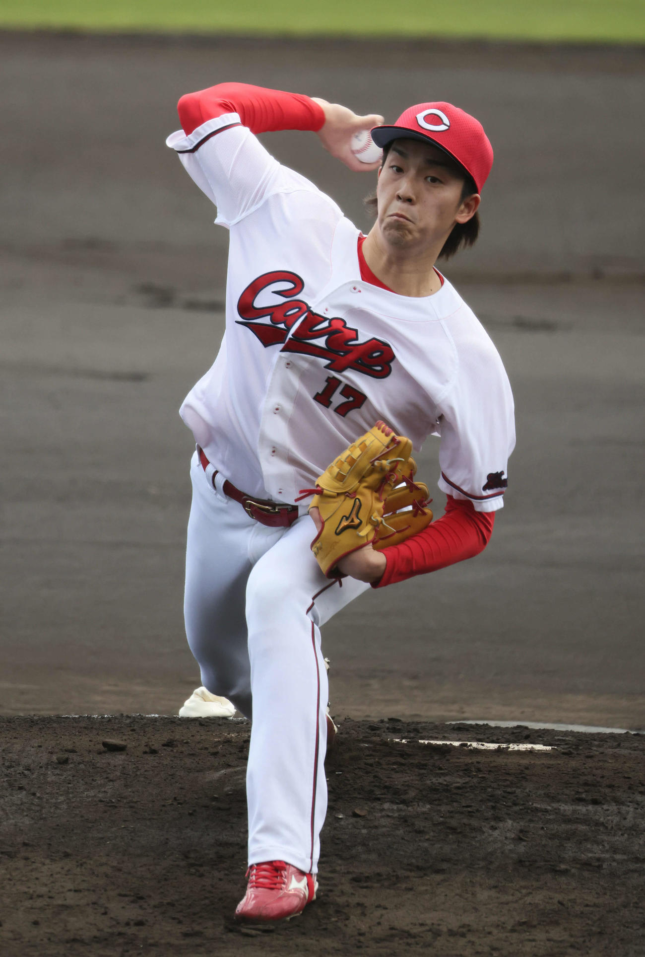 練習試合広島対KIA　広島先発の常広（撮影・加藤孝規）