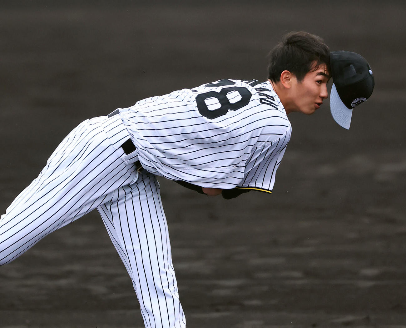 シート打撃に登板した今朝丸（撮影・藤尾明華）