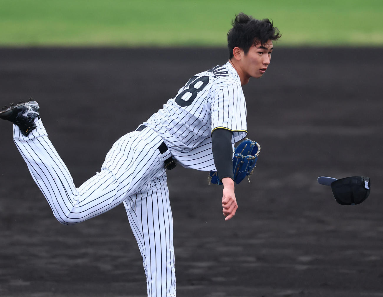 シート打撃に登板した今朝丸（撮影・藤尾明華）