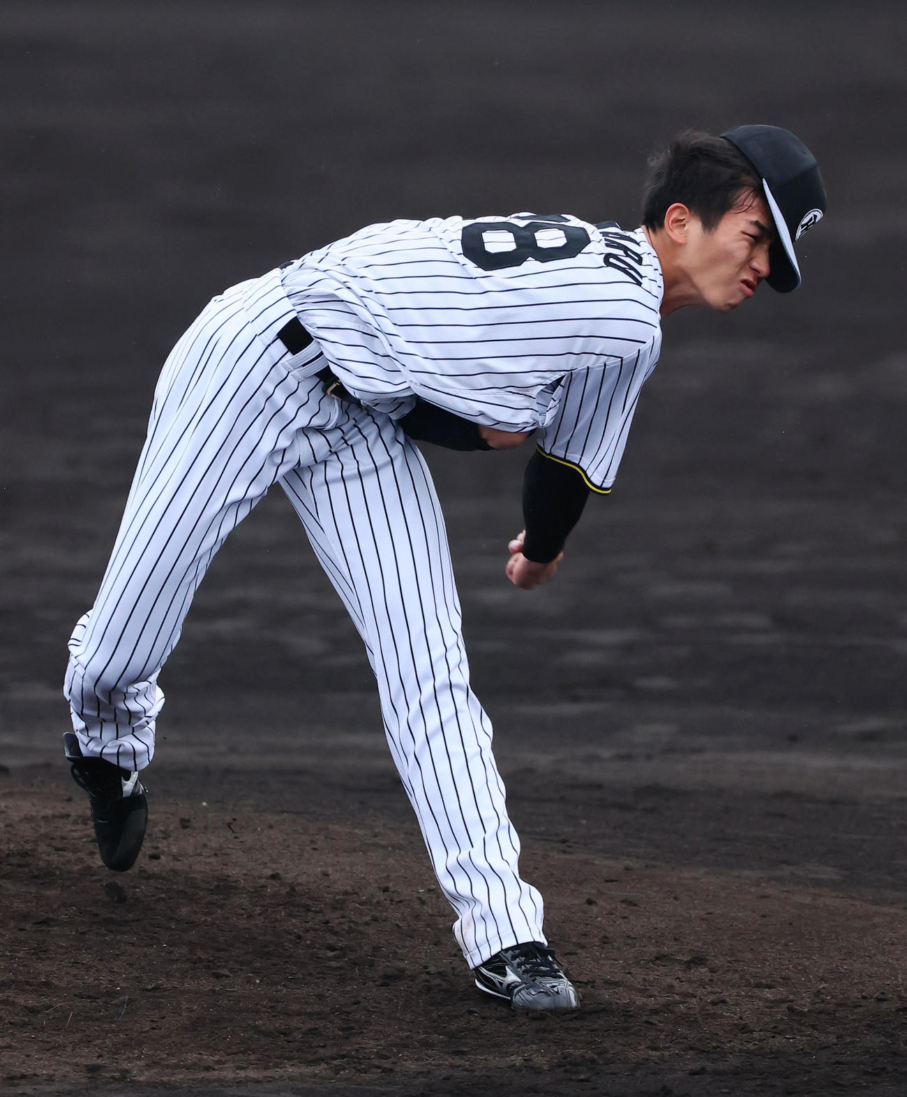 シート打撃に登板した今朝丸（撮影・藤尾明華）