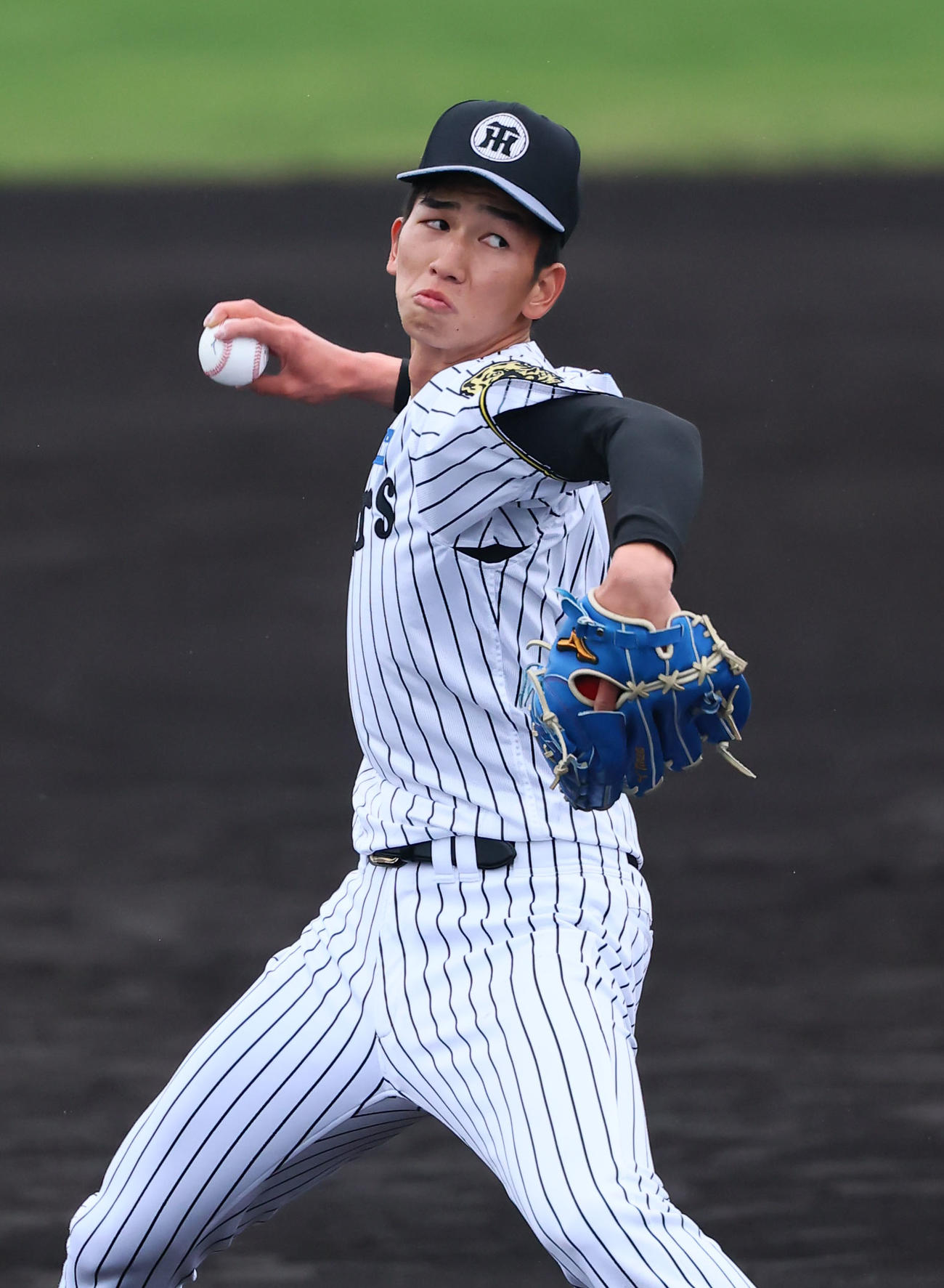 シート打撃に登板した今朝丸（撮影・藤尾明華）
