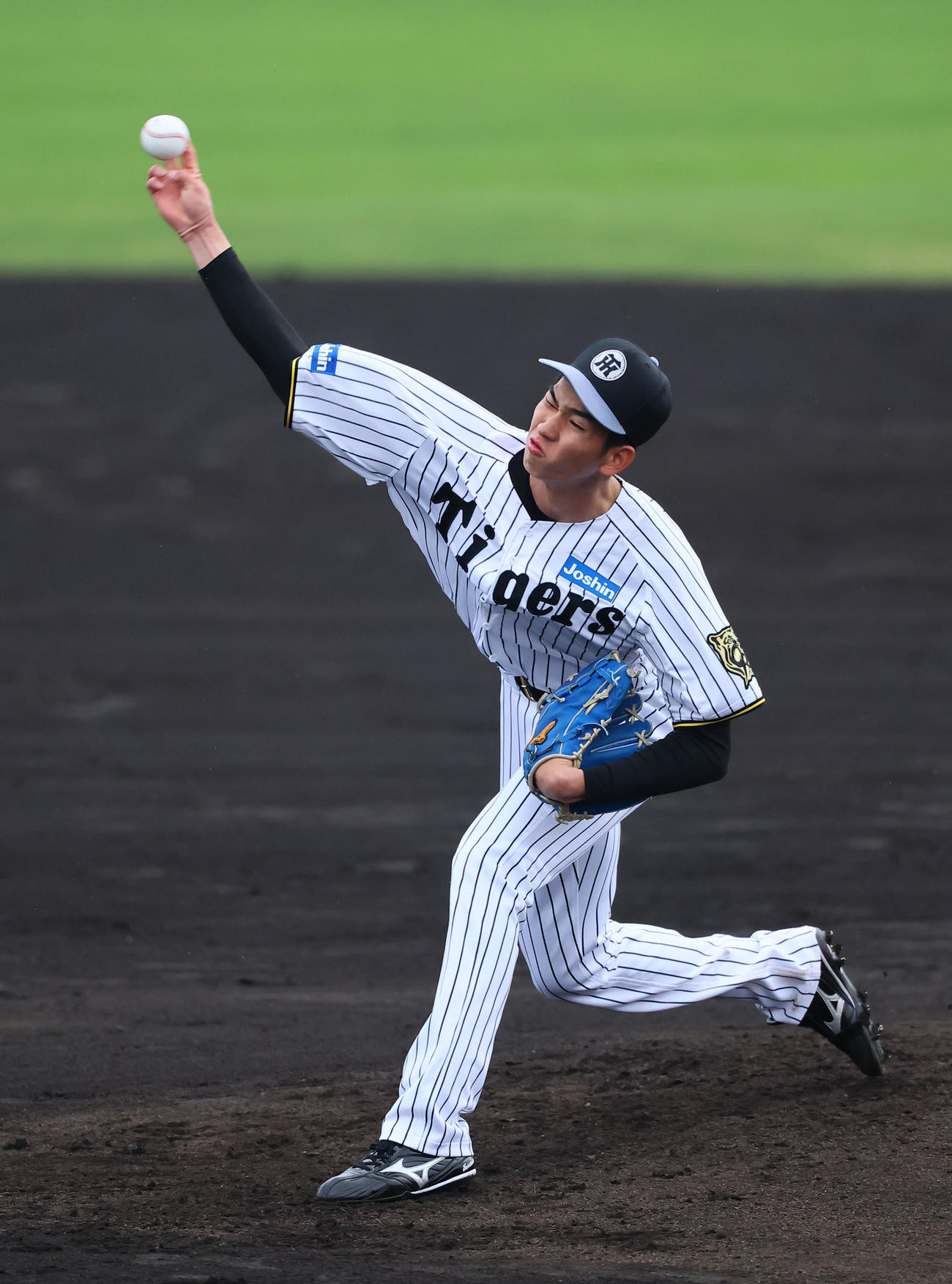 シート打撃に登板した今朝丸（撮影・藤尾明華）