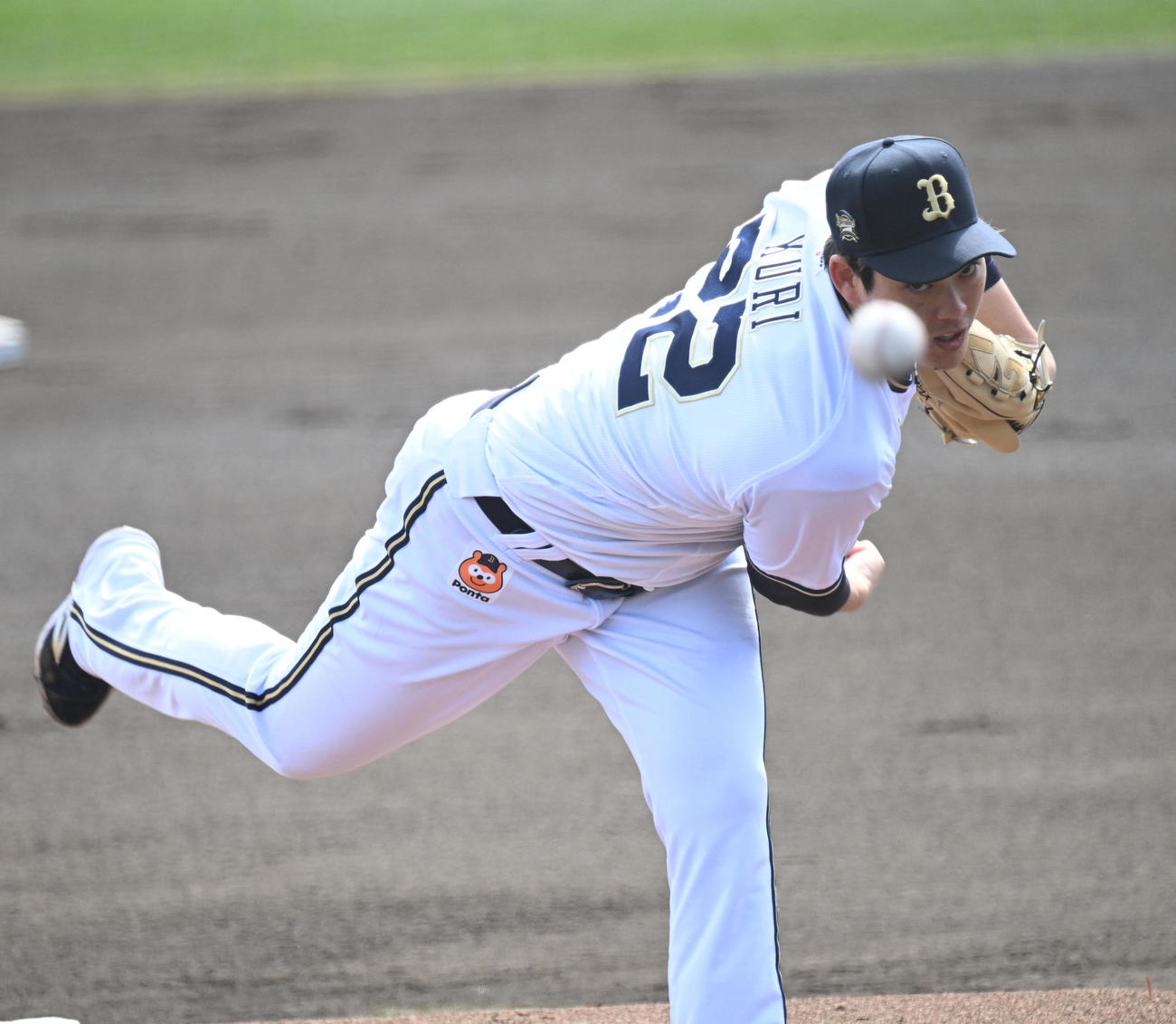 オリックス対ソフトバンク　先発するオリックス九里（撮影・和賀正仁）