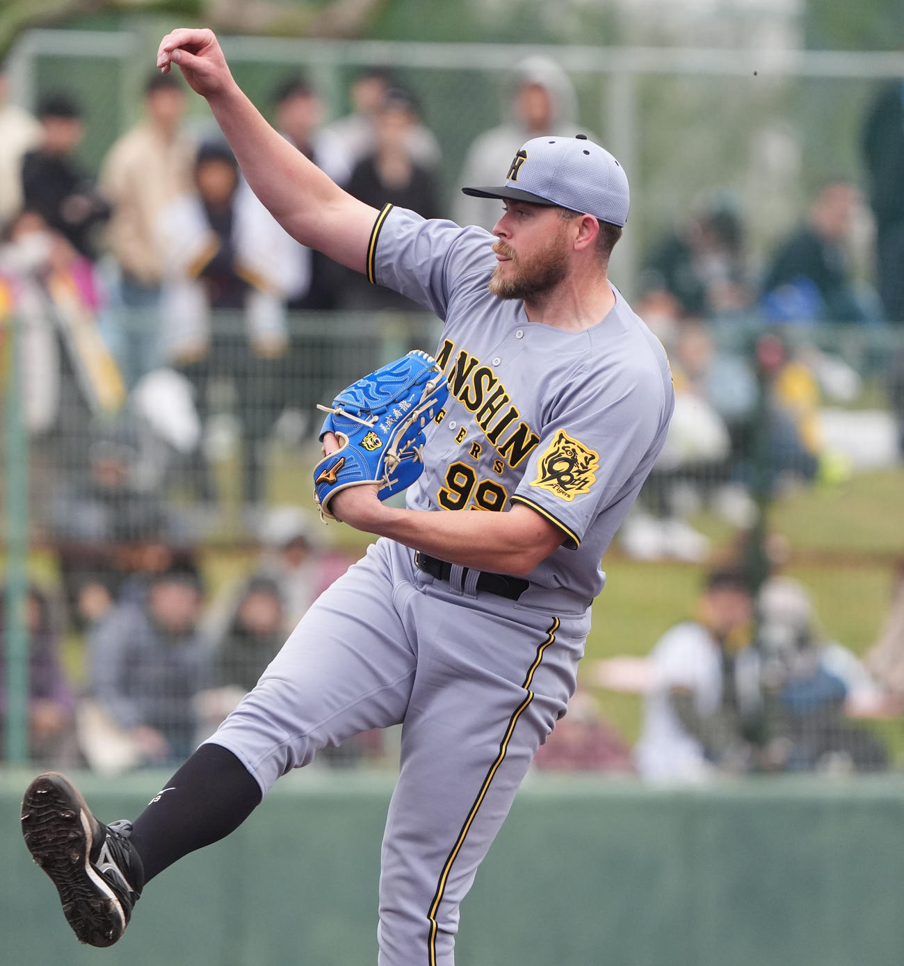 中日対阪神　4回裏、力投する阪神2番手で登板するビーズリー（撮影・森本幸一）