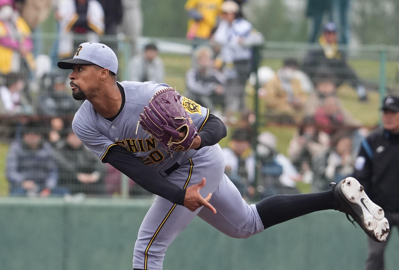 中日対阪神　5回裏、阪神3番手で登板するデュプランティエ（撮影・森本幸一）