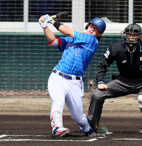 阪神対DeNA 1回表DeNA2死、井上は右越えソロ本塁打を放つ（撮影・加藤哉）
