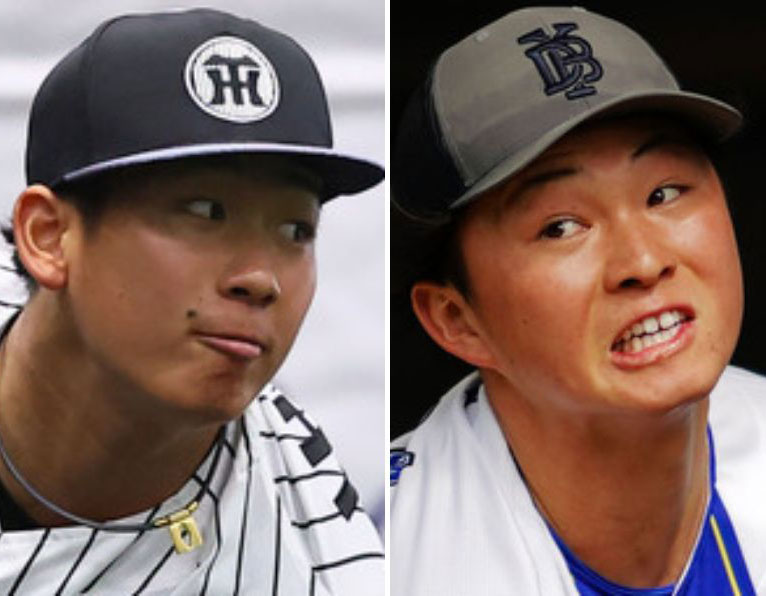 左から阪神伊原陵人とDeNA竹田祐