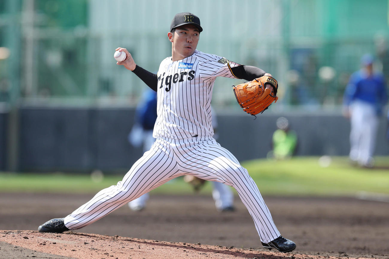 阪神対DeNA　力投する阪神石井（撮影・前田充）