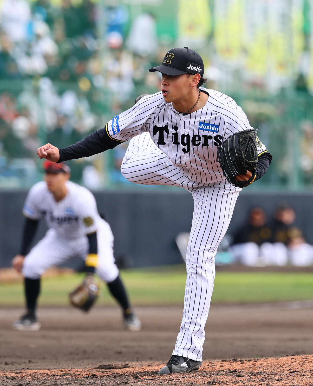 練習試合阪神対DeNA 6回、6番手で登板した阪神早川（撮影・藤尾明華）