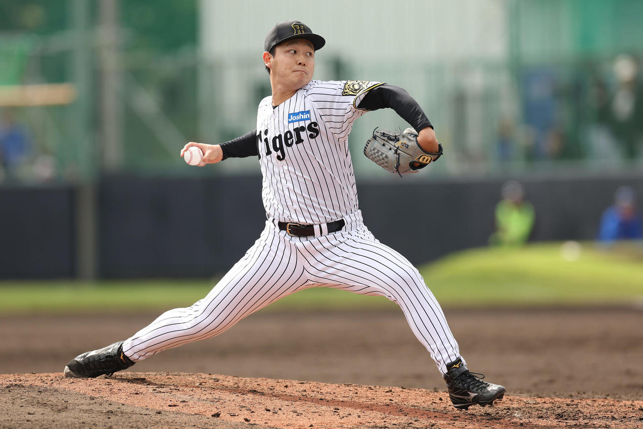 阪神対DeNA　力投する阪神5番手の木下（撮影・前田充）