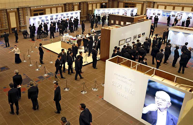 「渡辺恒雄主筆お別れの会」では業績を振り返る追悼展が行われた（読売新聞社提供）