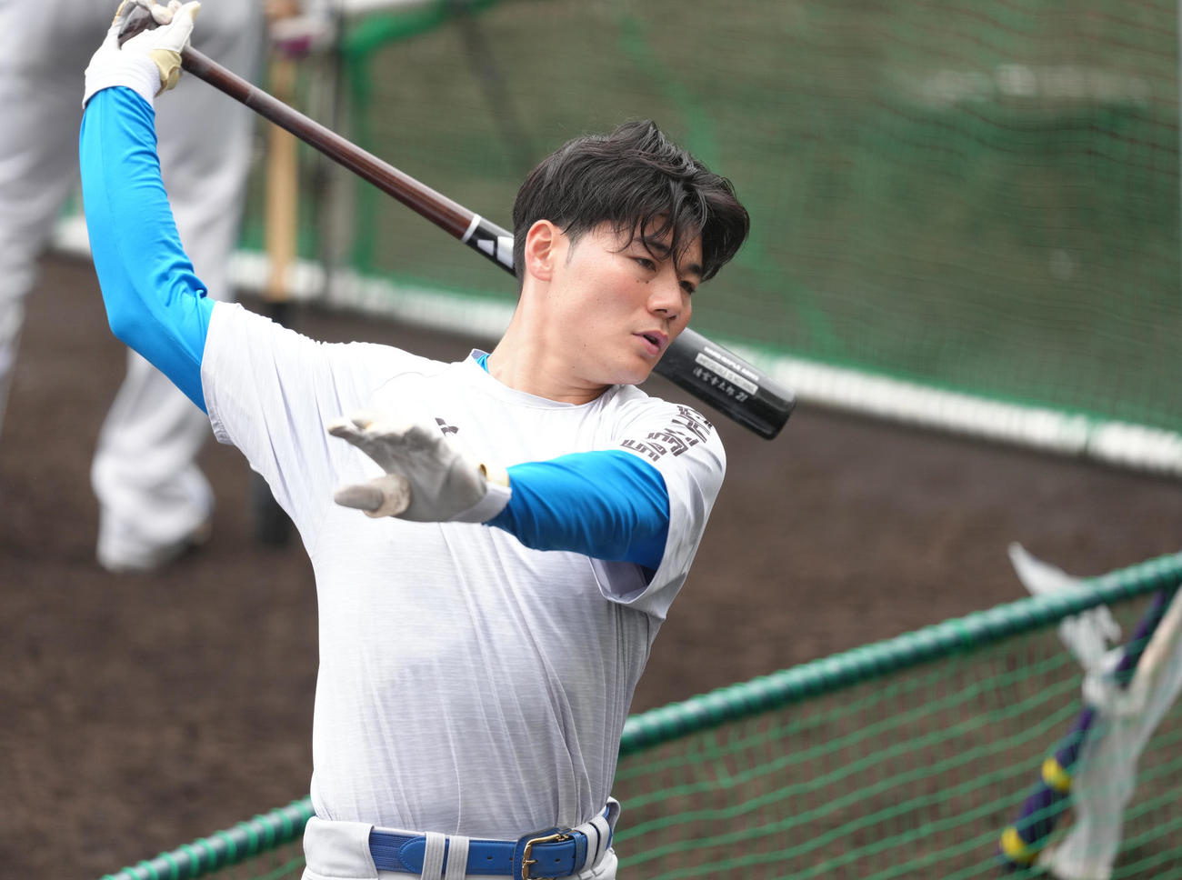 打撃練習に臨む日本ハム清宮幸（撮影・足立雅史）