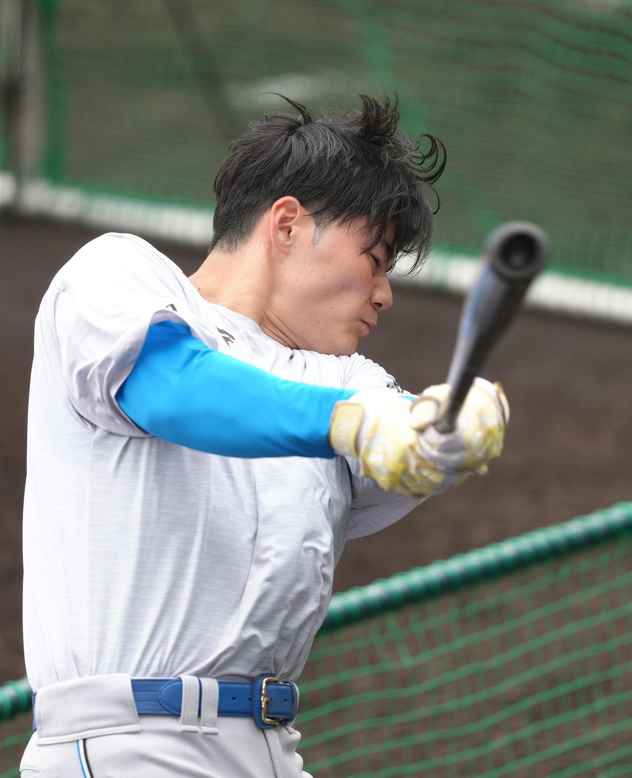 打撃練習に臨む日本ハム清宮幸（撮影・足立雅史）